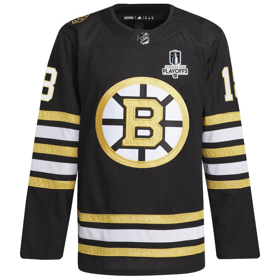Alternative view of Pavel Zacha 18 Boston Bruins 2024 NHL Playoffs Patch Home Jersey - Men, Black - JS437 