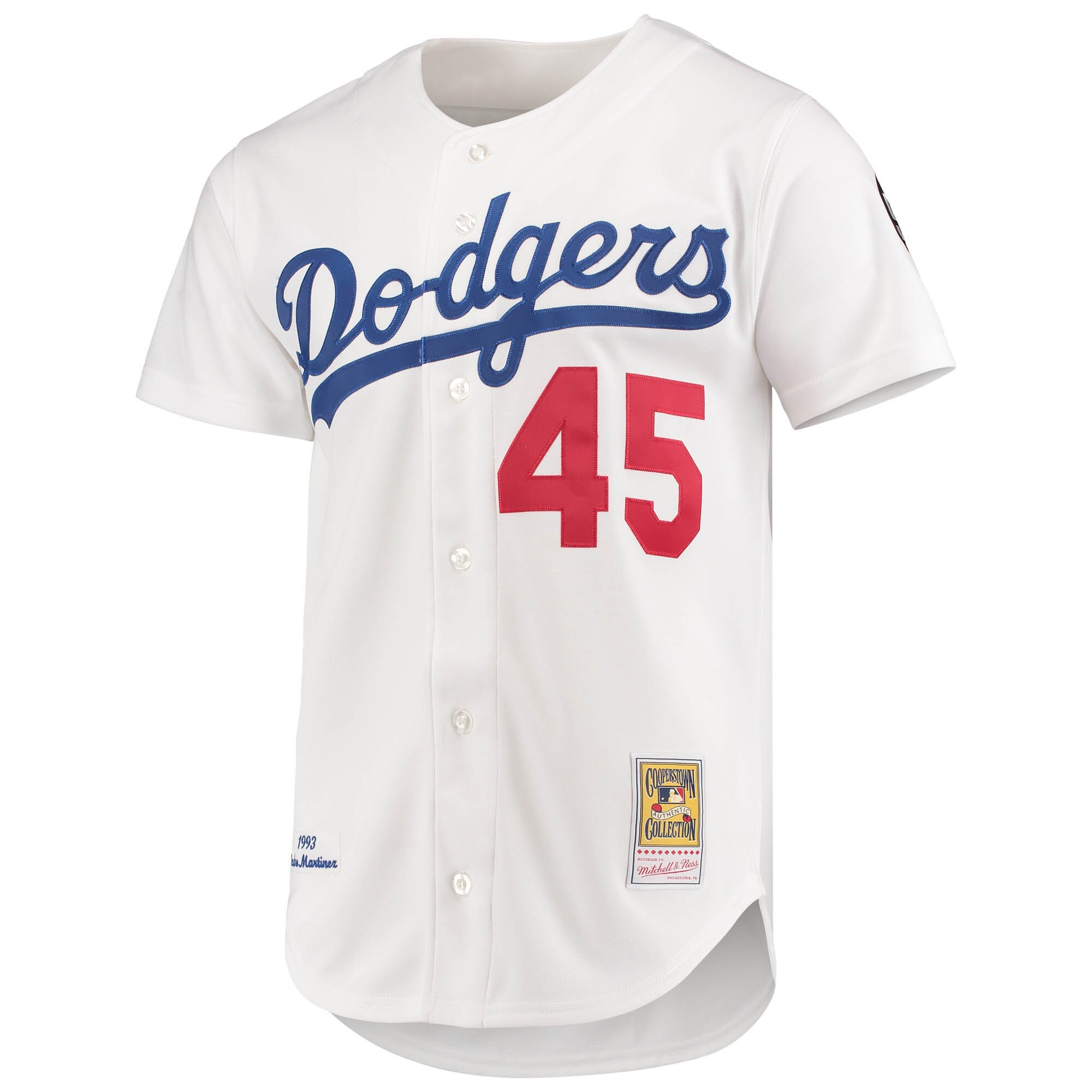 Alternative view of Pedro Martinez Los Angeles Dodgers Mitchell & Ness 1993 Cooperstown Collection Home Authentic Jersey - White