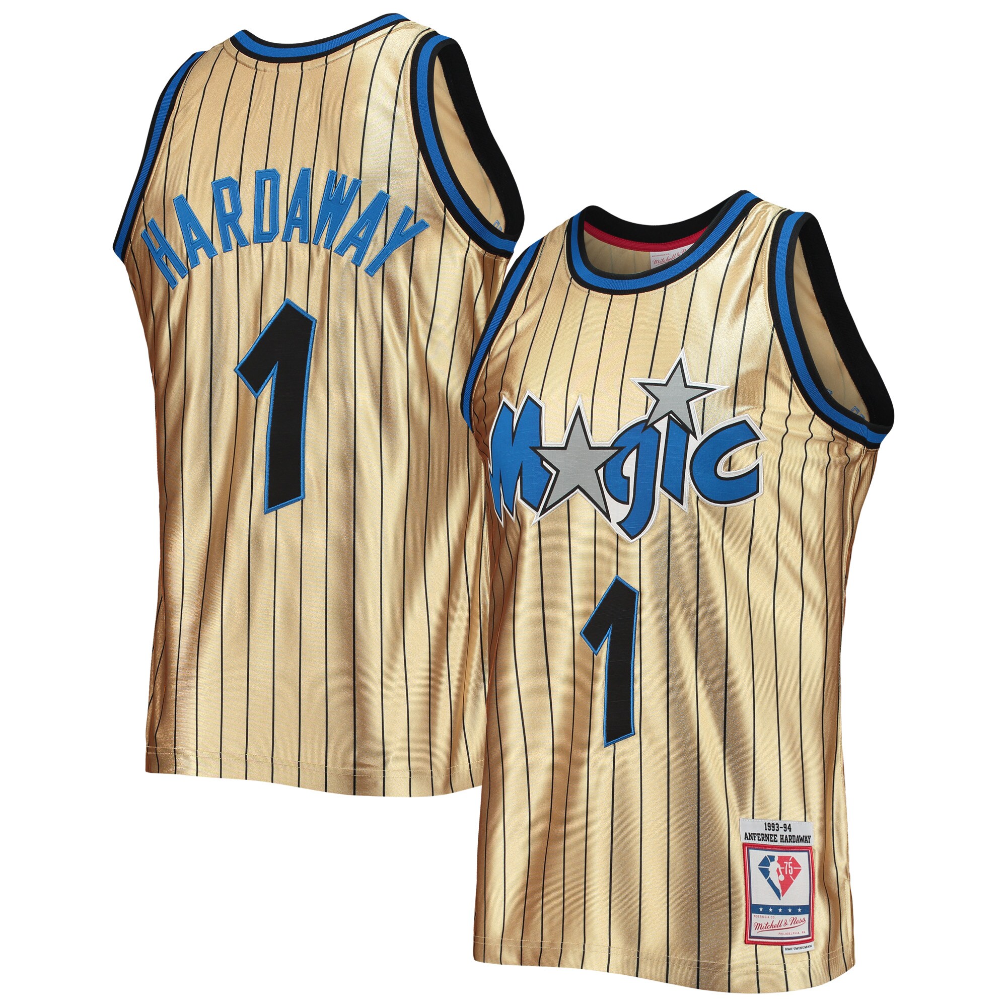 Penny Hardaway Orlando Magic Mitchell & Ness 75th Anniversary 1993/94 Hardwood Classics Swingman Jersey - Gold