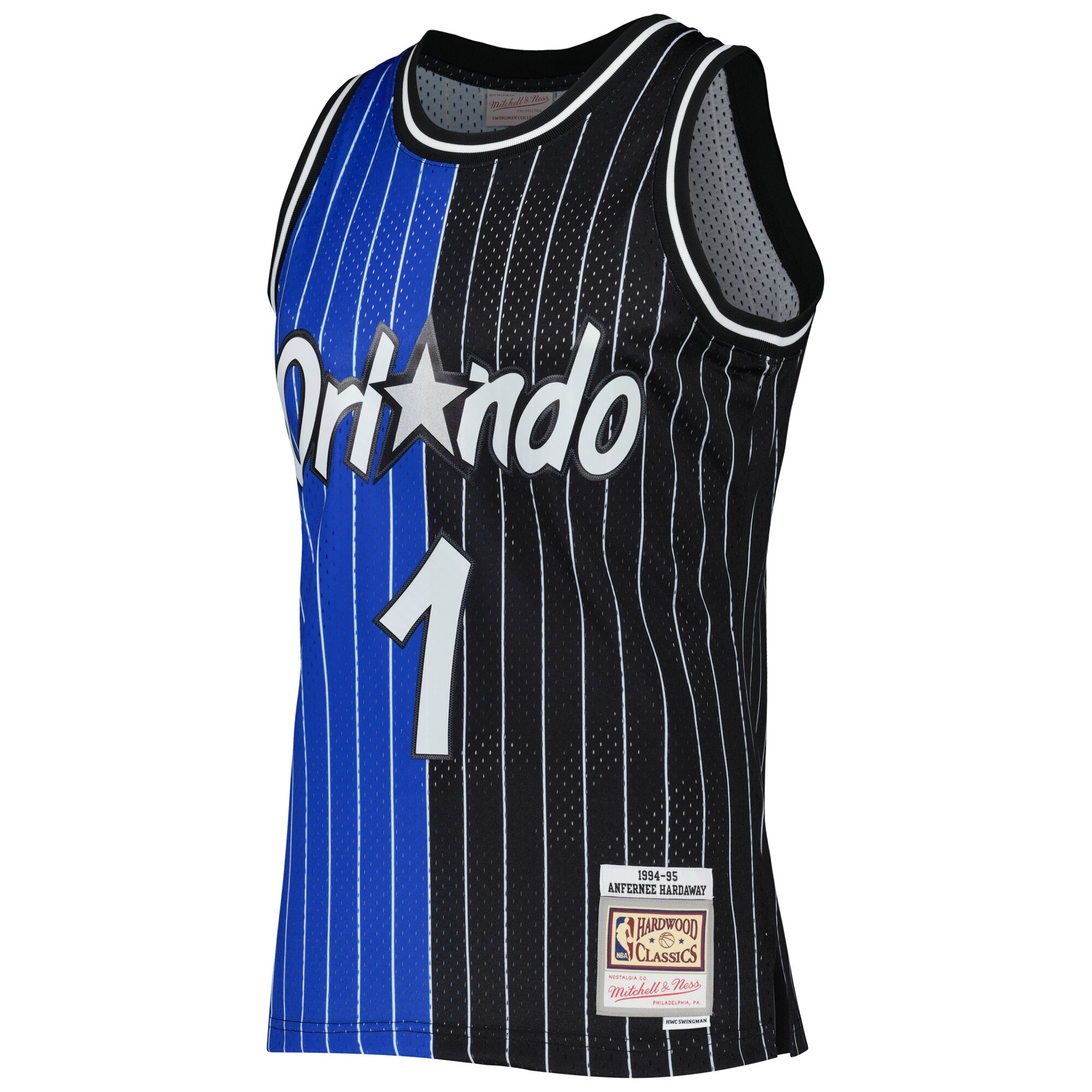 Alternative view of Penny Hardaway Orlando Magic Mitchell & Ness Hardwood Classics 1994/95 Split Swingman Jersey - Blue/black