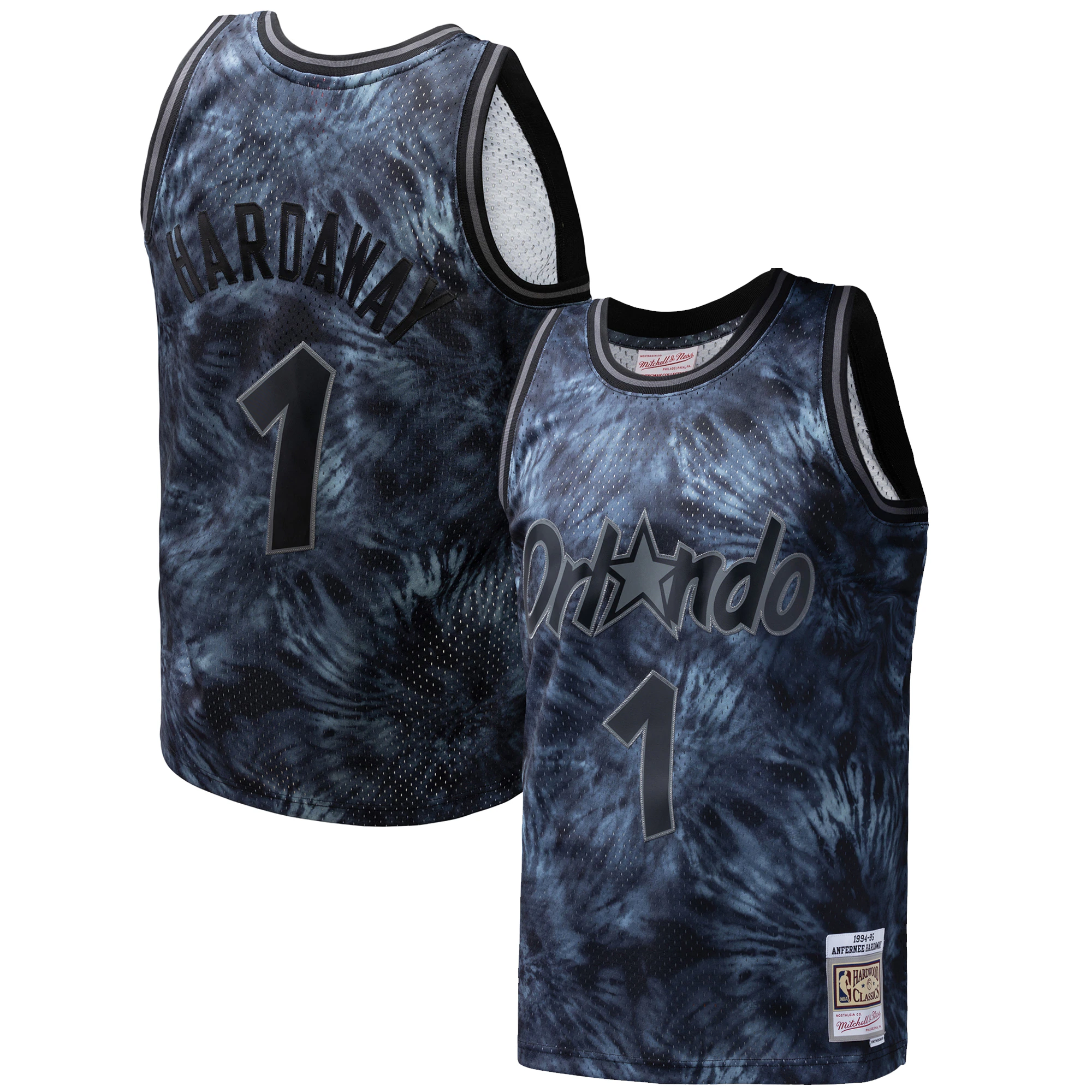 Alternative view of Penny Hardaway Orlando Magic Mitchell & Ness Hardwood Classics 1984/85 Tie-dye Swingman Jersey – Black