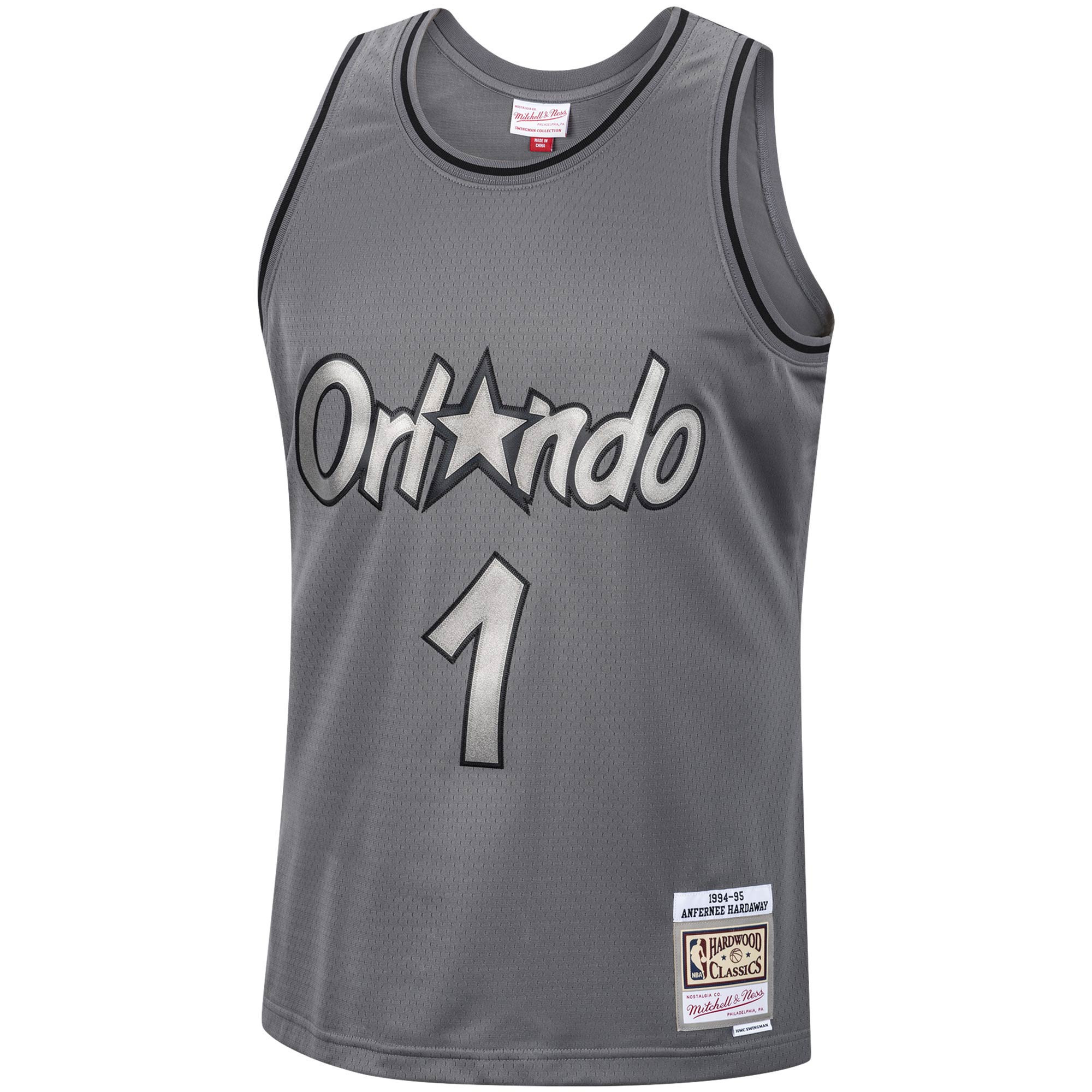 Alternative view of Penny Hardaway Orlando Magic Mitchell & Ness Hardwood Classics Retired Player 1994/95 Metal Works Swingman Jersey – Charcoal - JS716 