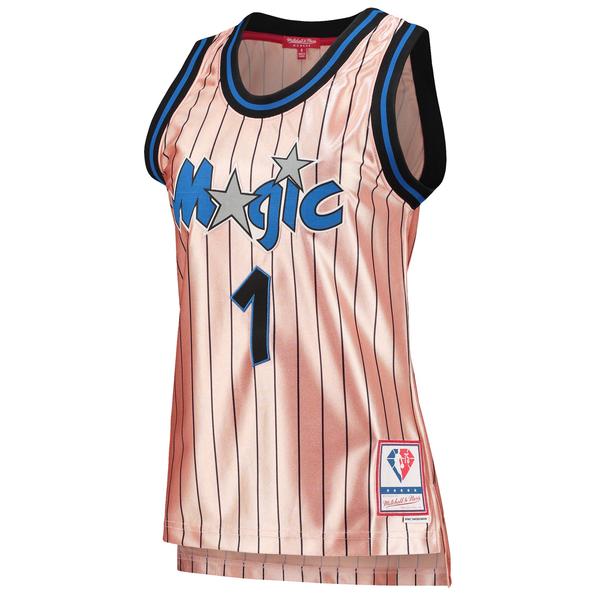 Alternative view of Penny Hardaway Orlando Magic Mitchell & Ness Women's 75th Anniversary Rose Gold 1993 Swingman Jersey - Pink