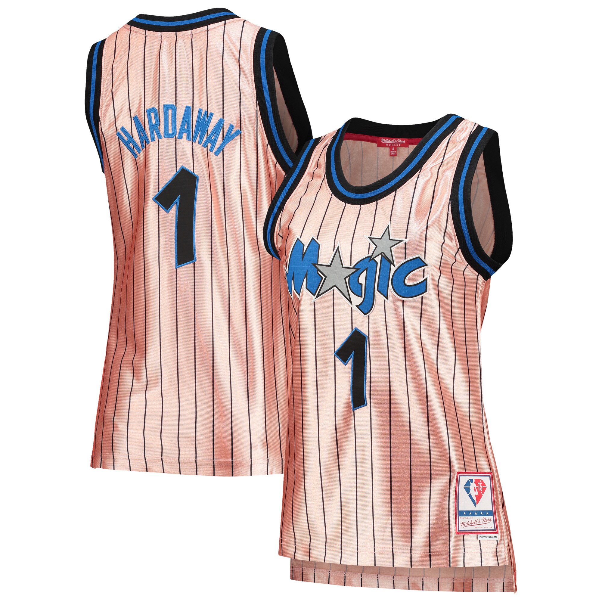Alternative view of Penny Hardaway Orlando Magic Mitchell & Ness Women's 75th Anniversary Rose Gold 1993 Swingman Jersey - Pink