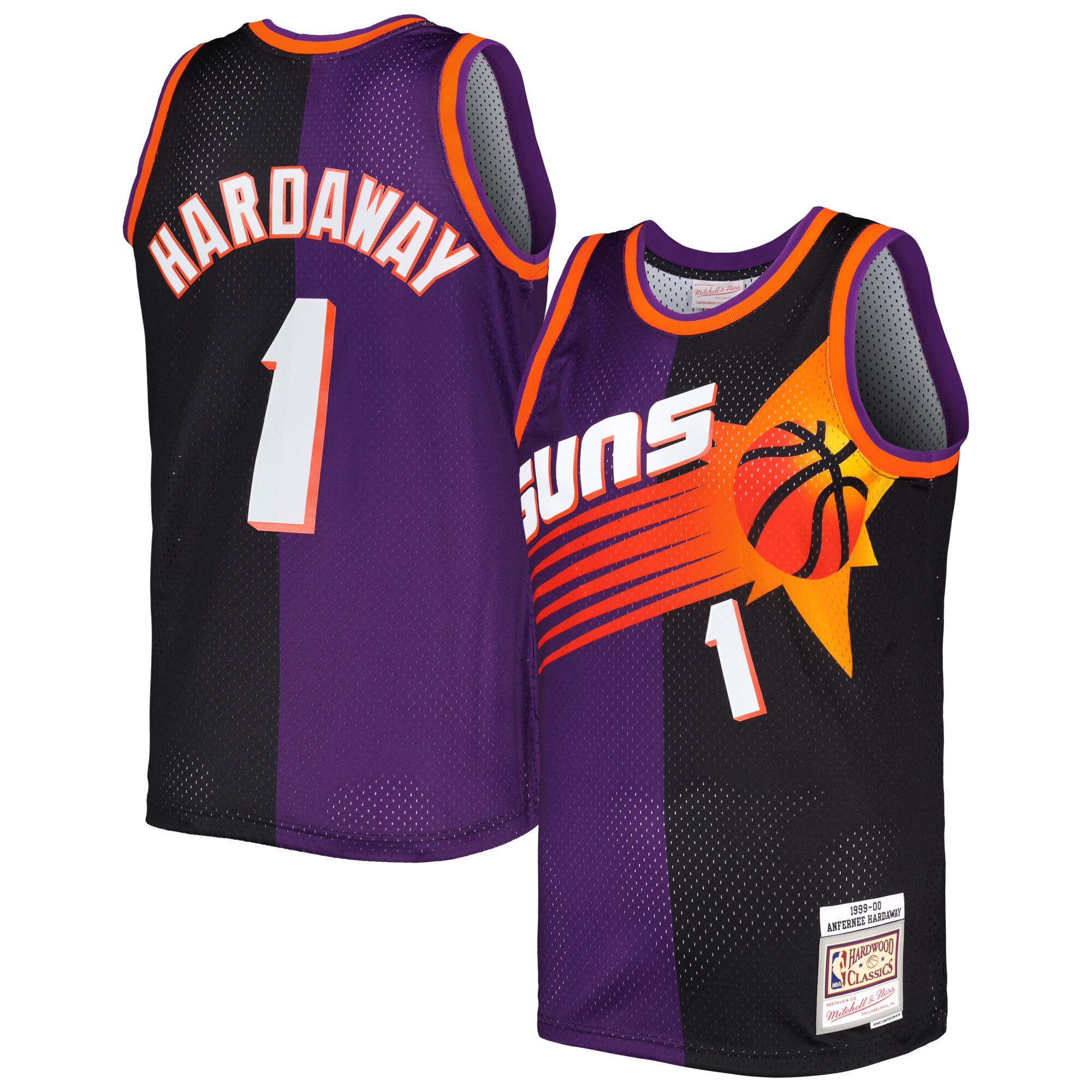 Alternative view of Penny Hardaway Phoenix Suns Mitchell & Ness Hardwood Classics 1999/00 Split Swingman Jersey - Purple/black