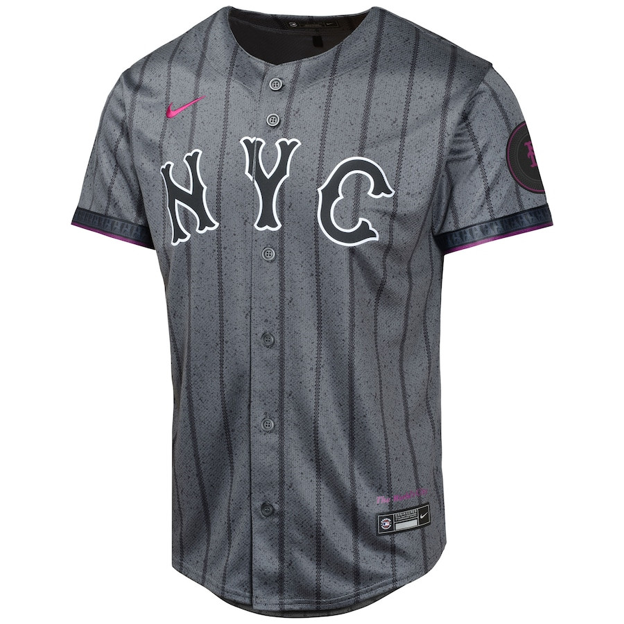 Alternative view of Pete Alonso 20 New York Mets 2024 City Connect Limited YOUTH Jersey - Graphite 
