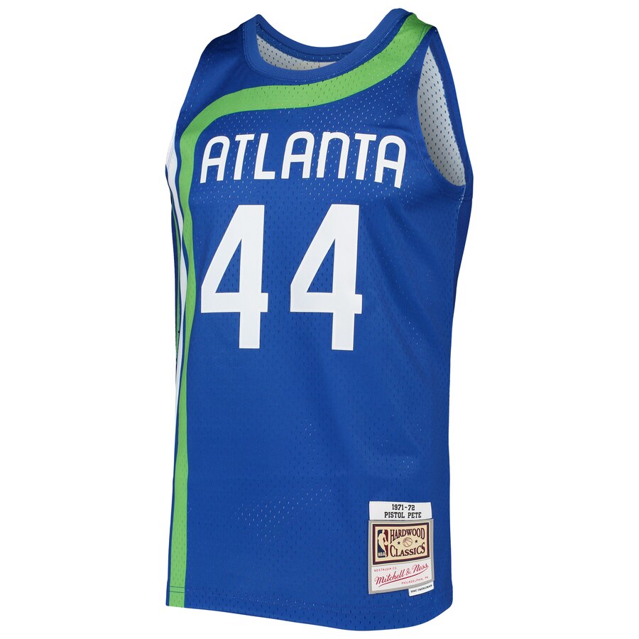 Alternative view of Pete Maravich Atlanta Hawks Mitchell & Ness 1971-72 Hardwood Classics Swingman Jersey - Blue