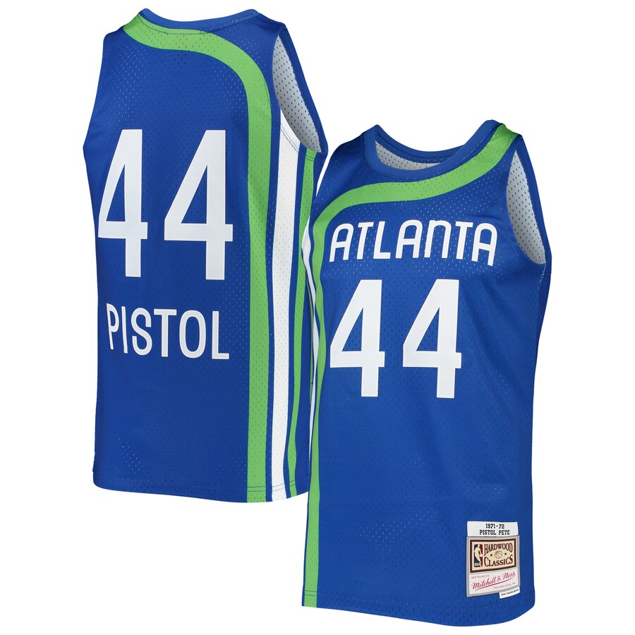Pete Maravich Atlanta Hawks Mitchell & Ness 1971-72 Hardwood Classics Swingman Jersey - Blue
