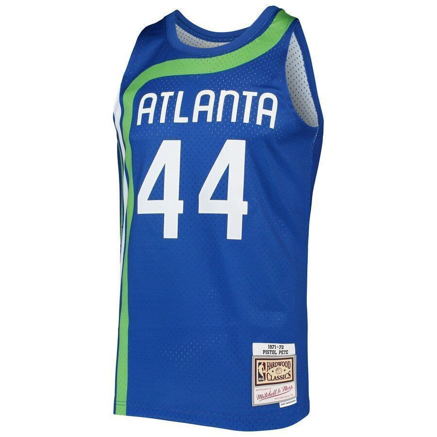 Alternative view of Pete Maravich Atlanta Hawks Mitchell & Ness 1971-72 Hardwood Classics Swingman Jersey - Blue - JS724 
