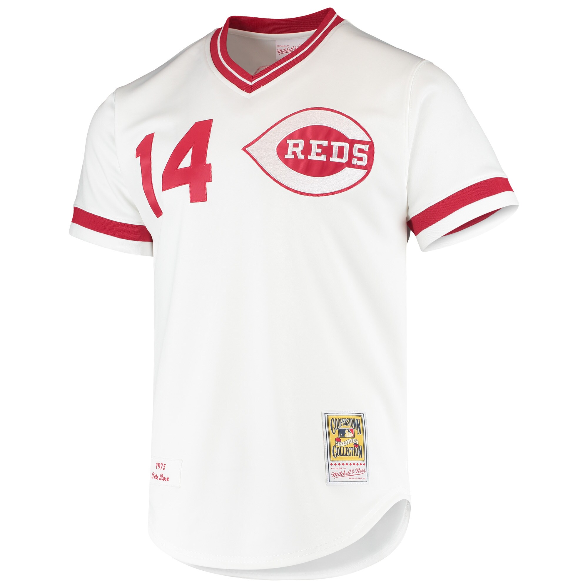 Alternative view of Pete Rose Cincinnati Reds Mitchell & Ness Cooperstown Collection Authentic Jersey - White