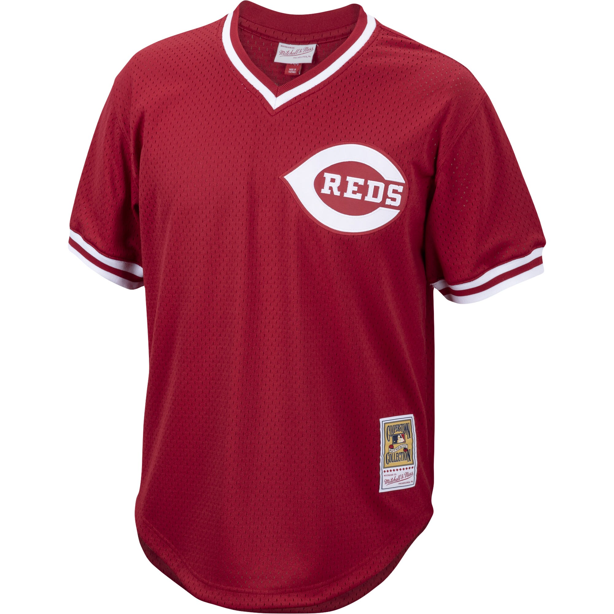 Alternative view of Pete Rose Cincinnati Reds Mitchell & Ness Cooperstown Collection Mesh Batting Practice Jersey - Red