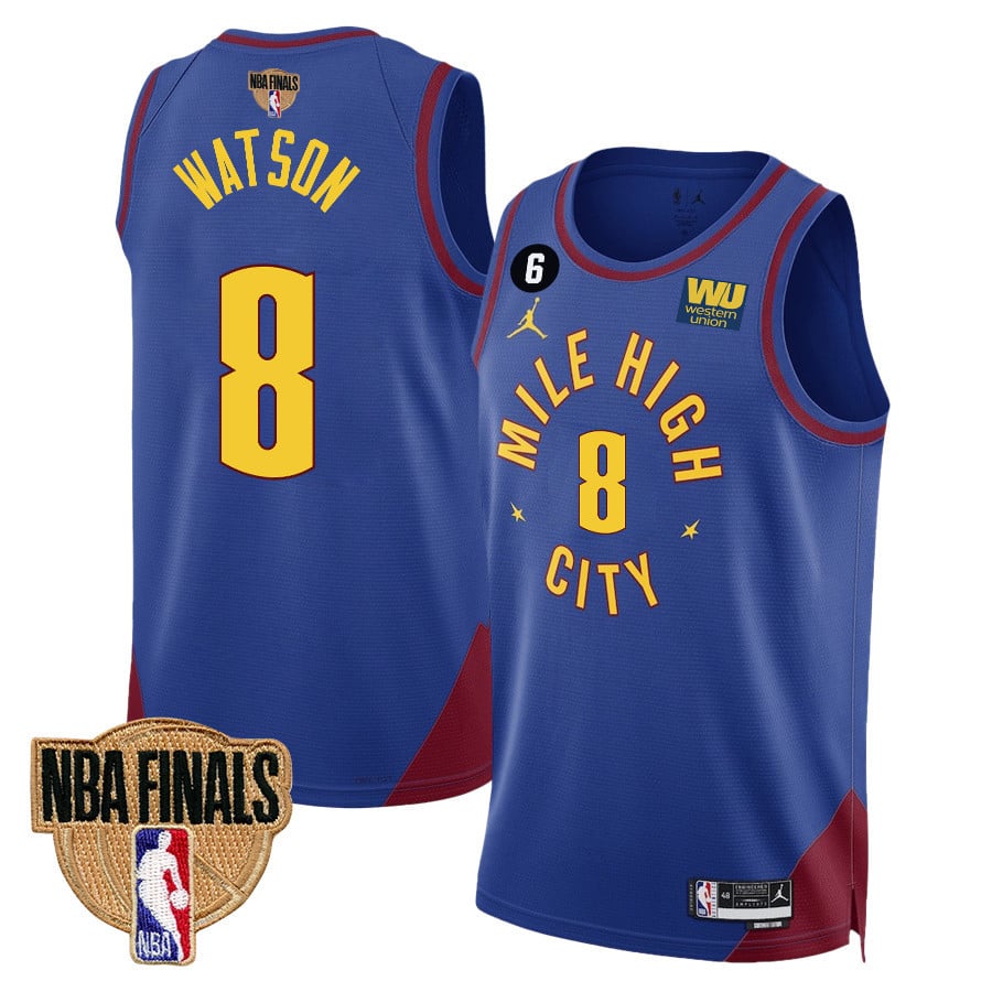 Peyton Watson 8 Denver Nuggets Final Champions 2023 Swingman Jersey - Blue - JS414 