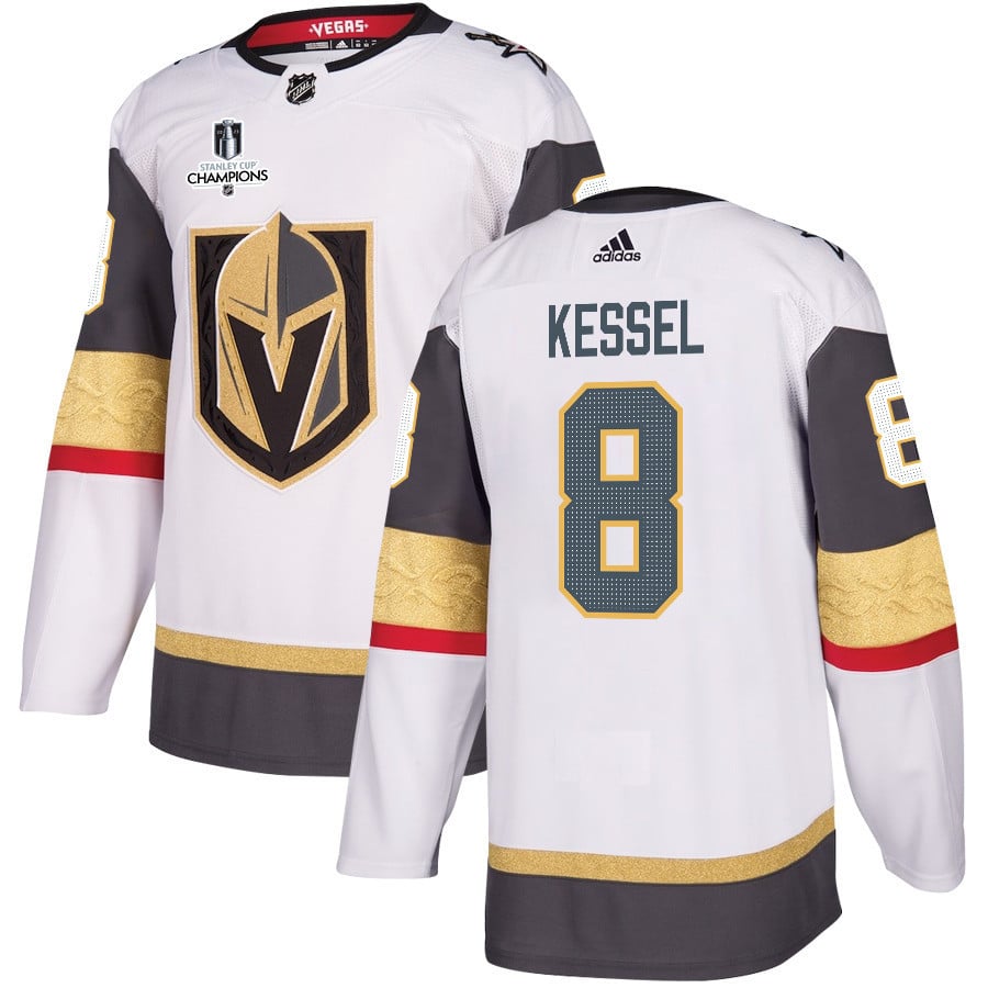 Phil Kessel 8 Vegas Golden Knights Stanley Cup 2023 Champions Patch Away Breakaway Men Jersey - White - JS254 