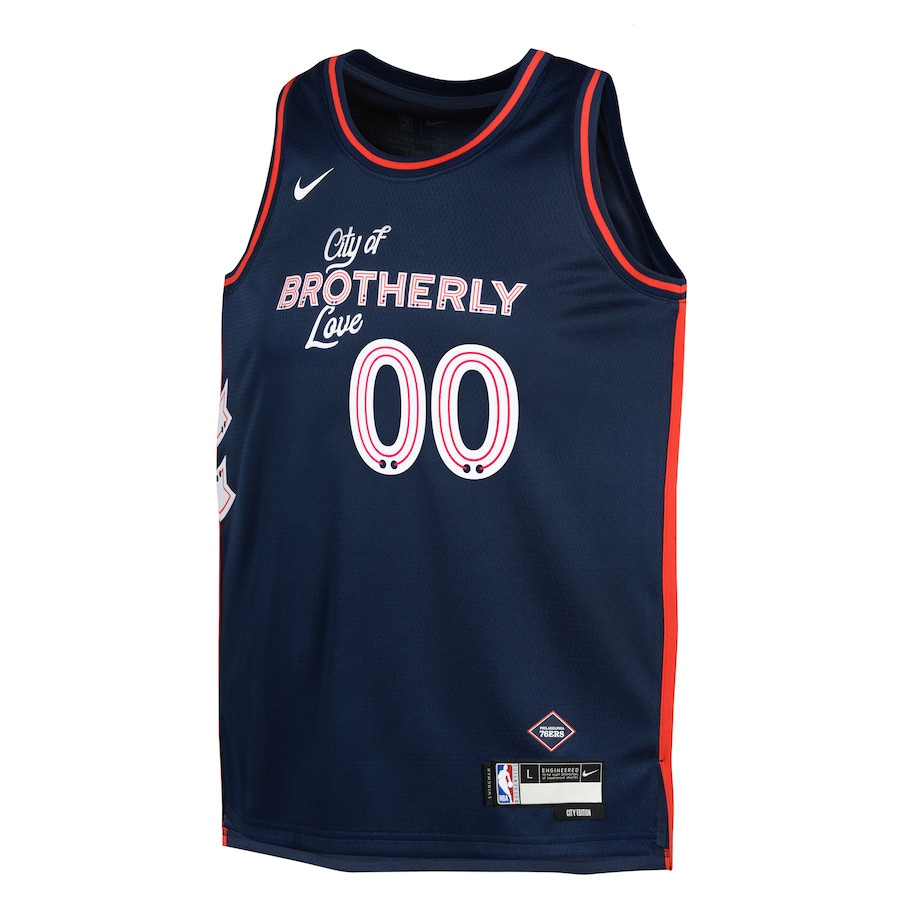 Alternative view of Philadelphia 76ers 2023/24 City Edition Swingman Custom YOUTH Jersey - Navy - JS165 