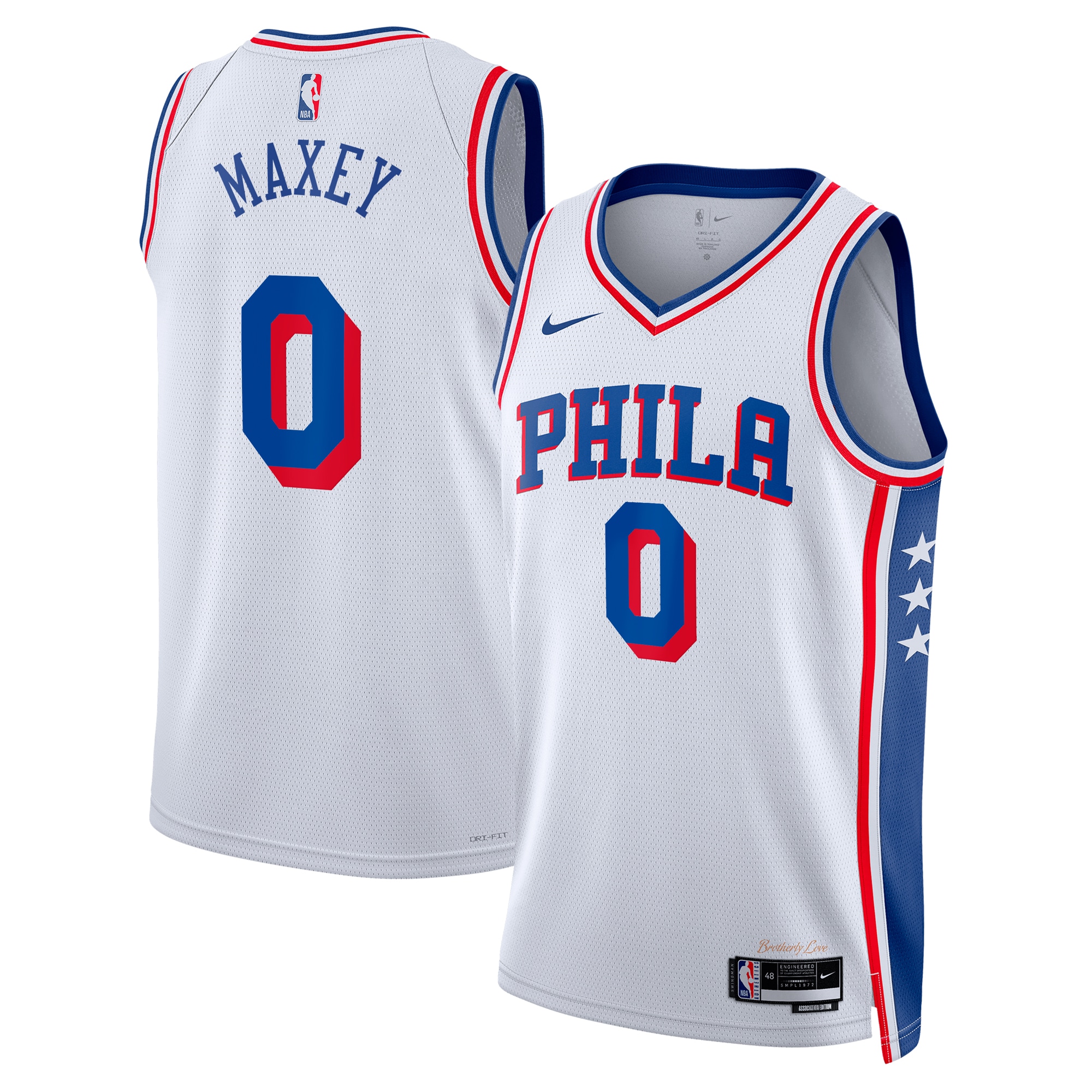 Philadelphia 76ers Association Edition Swingman Jersey - White - Tyrese Maxey - Unisex - JS919 