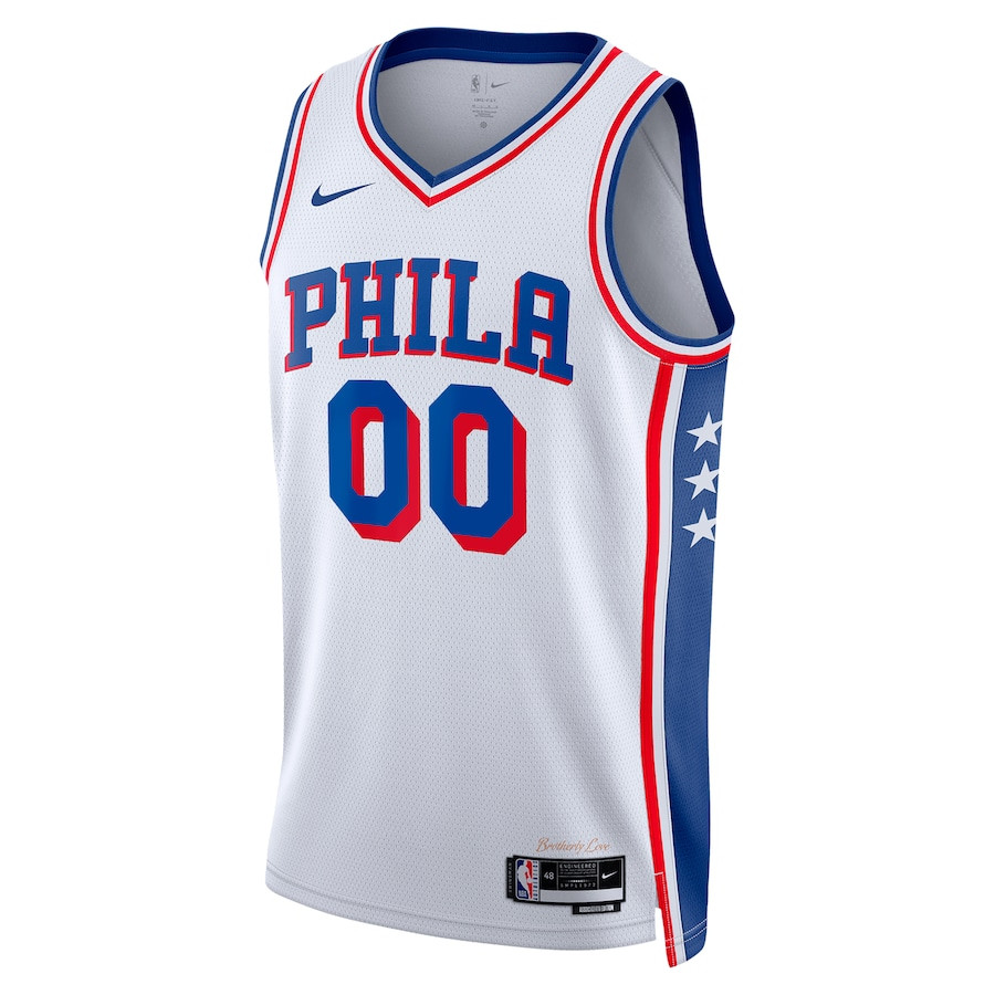 Alternative view of Philadelphia 76ers Association Swingman Custom Jersey - White - JS158 