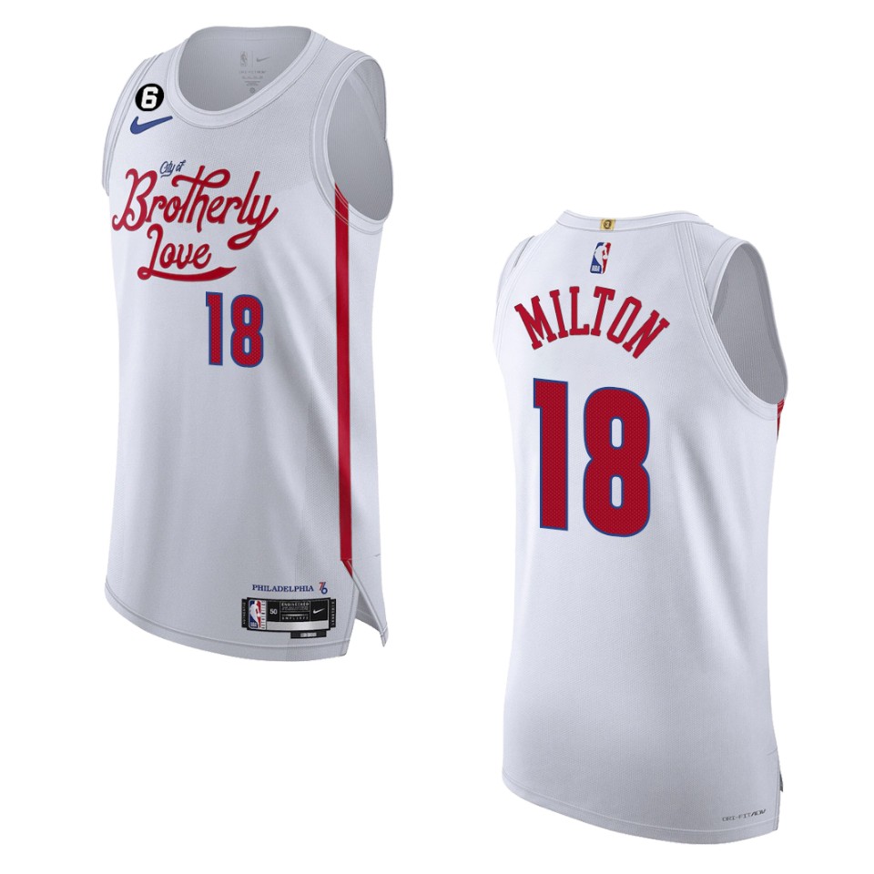 Philadelphia 76ers City Edition Shake Milton 2022-23 White Jersey