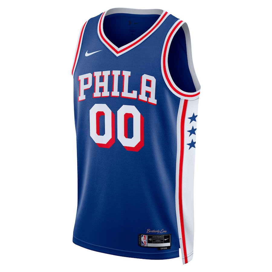 Alternative view of Philadelphia 76ers Icon Swingman Custom Jersey - Royal - JS240 