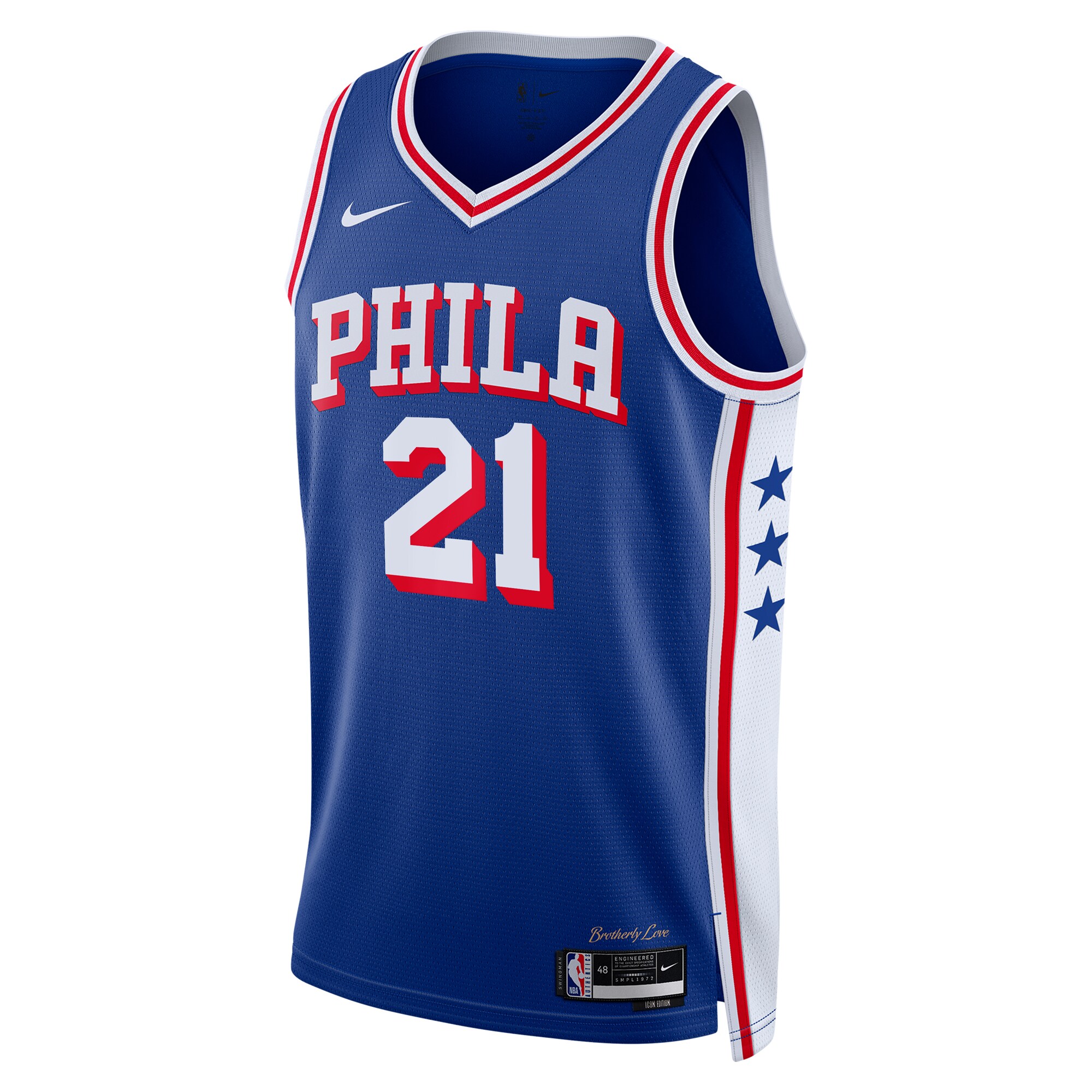 Alternative view of Philadelphia 76ers Icon Swingman Jersey - Blanco - Joel Embiid - Jóvenes - JS431 