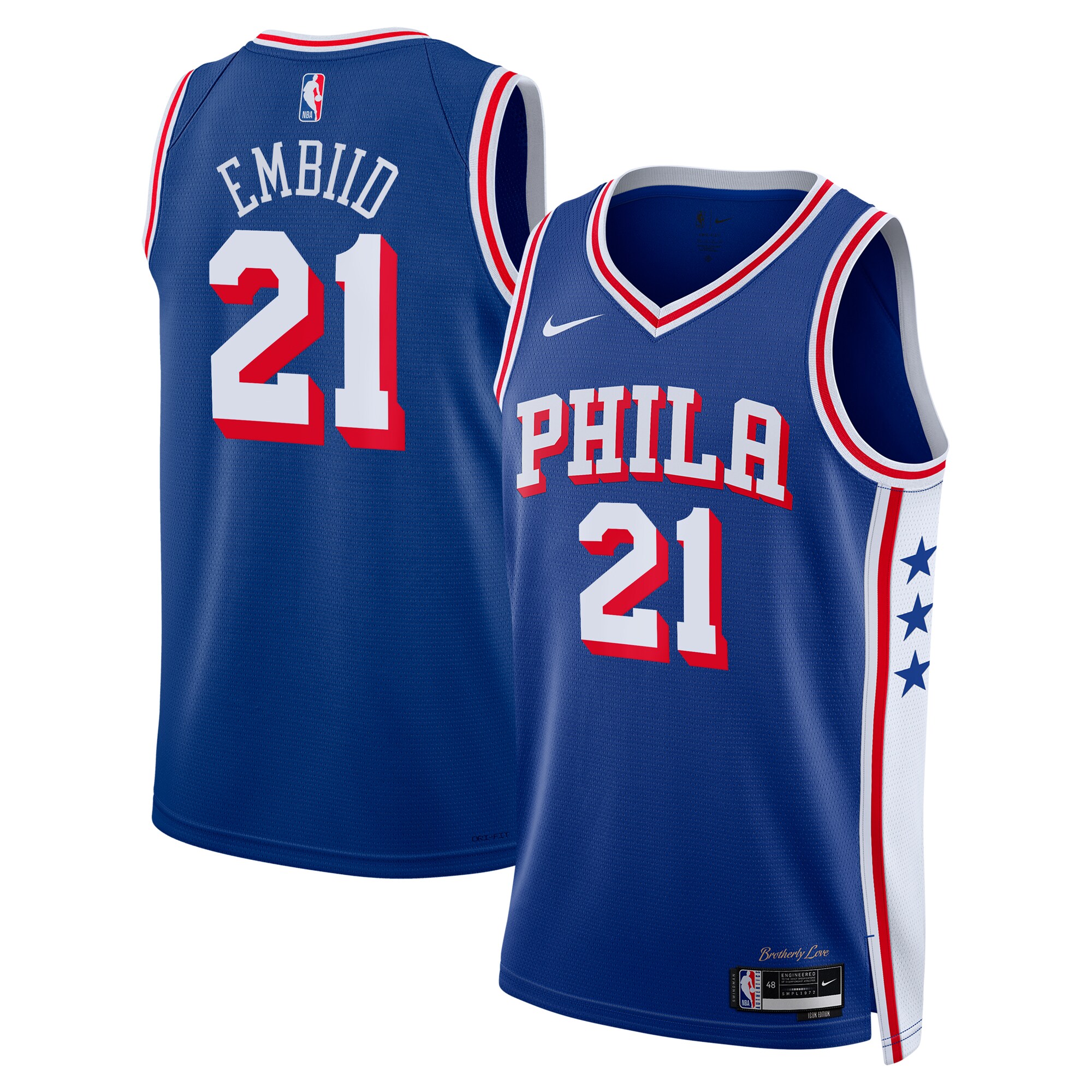 Philadelphia 76ers Icon Swingman Jersey - Blanco - Joel Embiid - Jóvenes - JS431 
