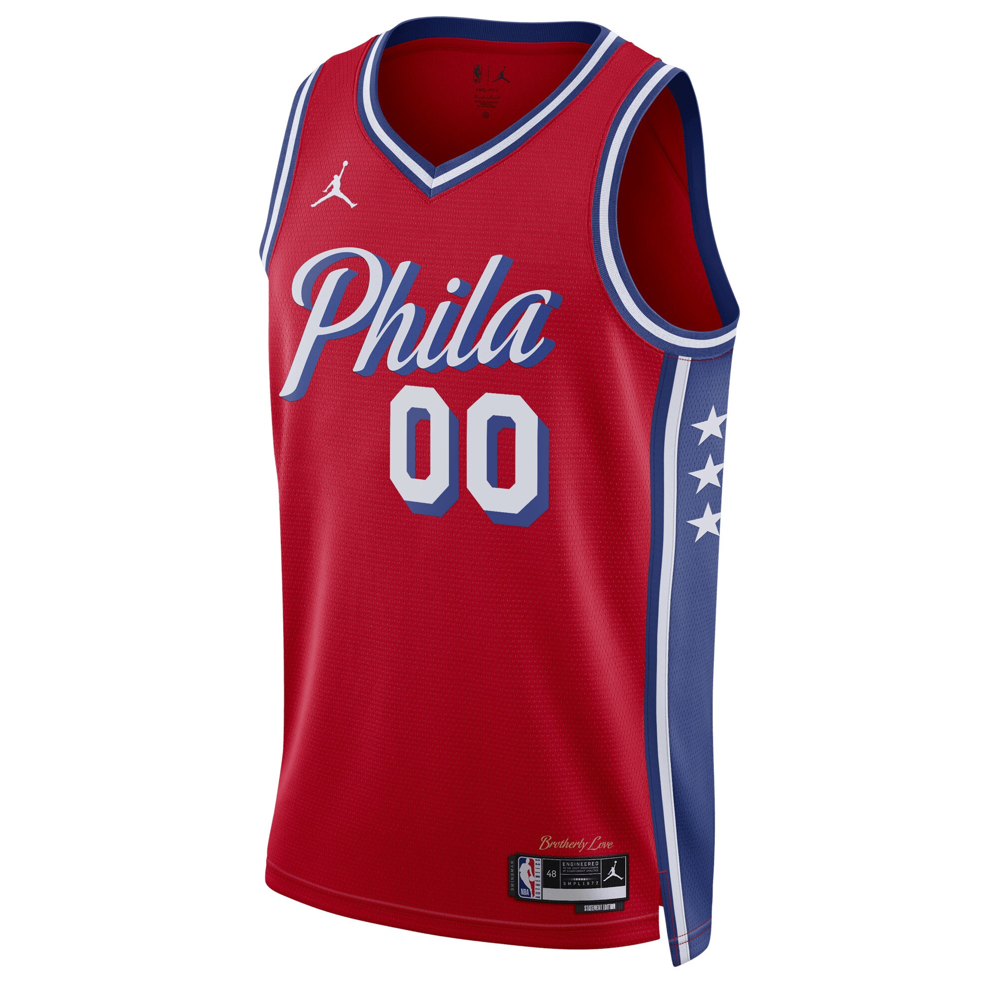 Alternative view of Philadelphia 76ers Jordan Brand Unisex 2022/23 Swingman Custom Jersey - Statement Edition - Red