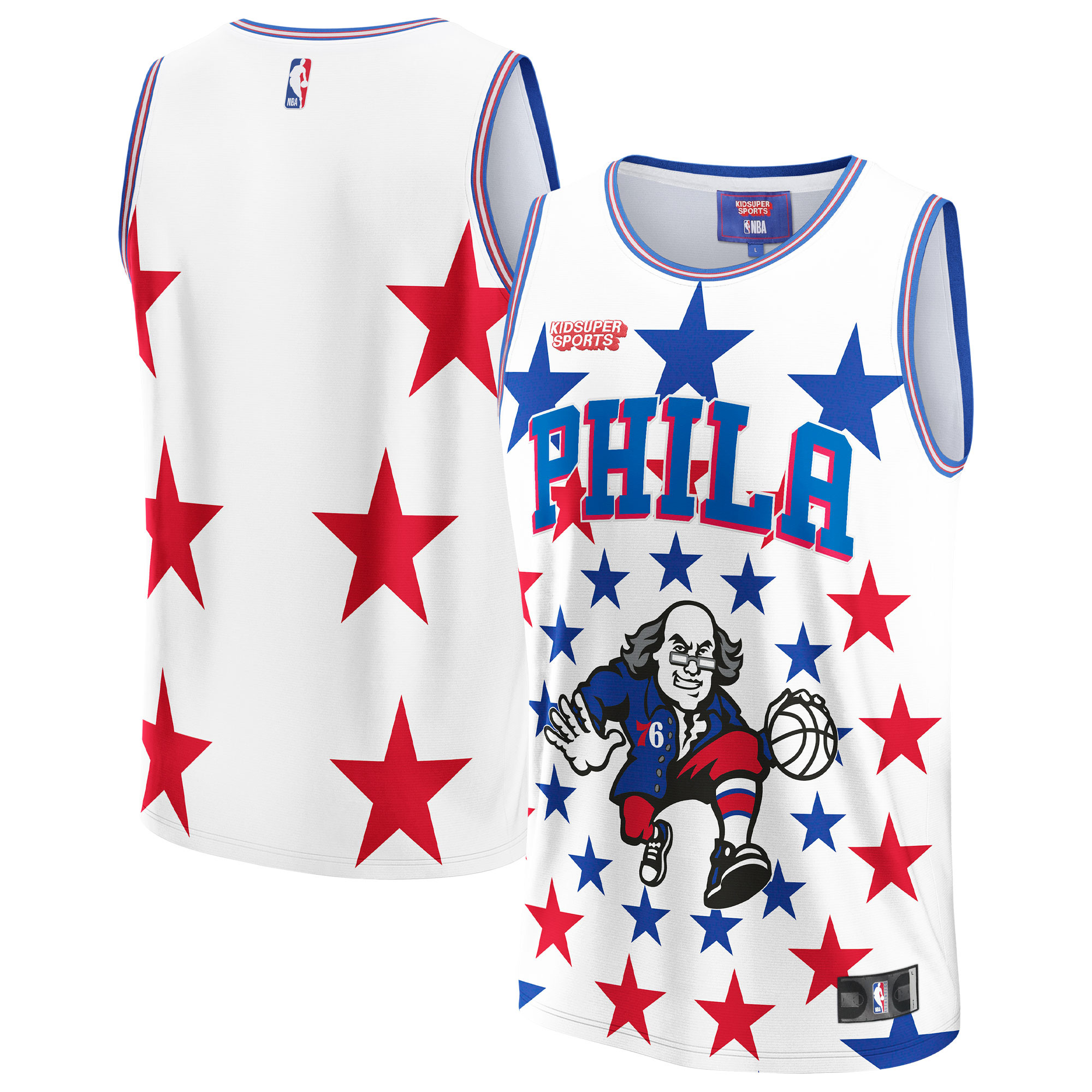 Philadelphia 76ers Nba & Kidsuper Studios By Fanatics Unisex Hometown Jersey - White