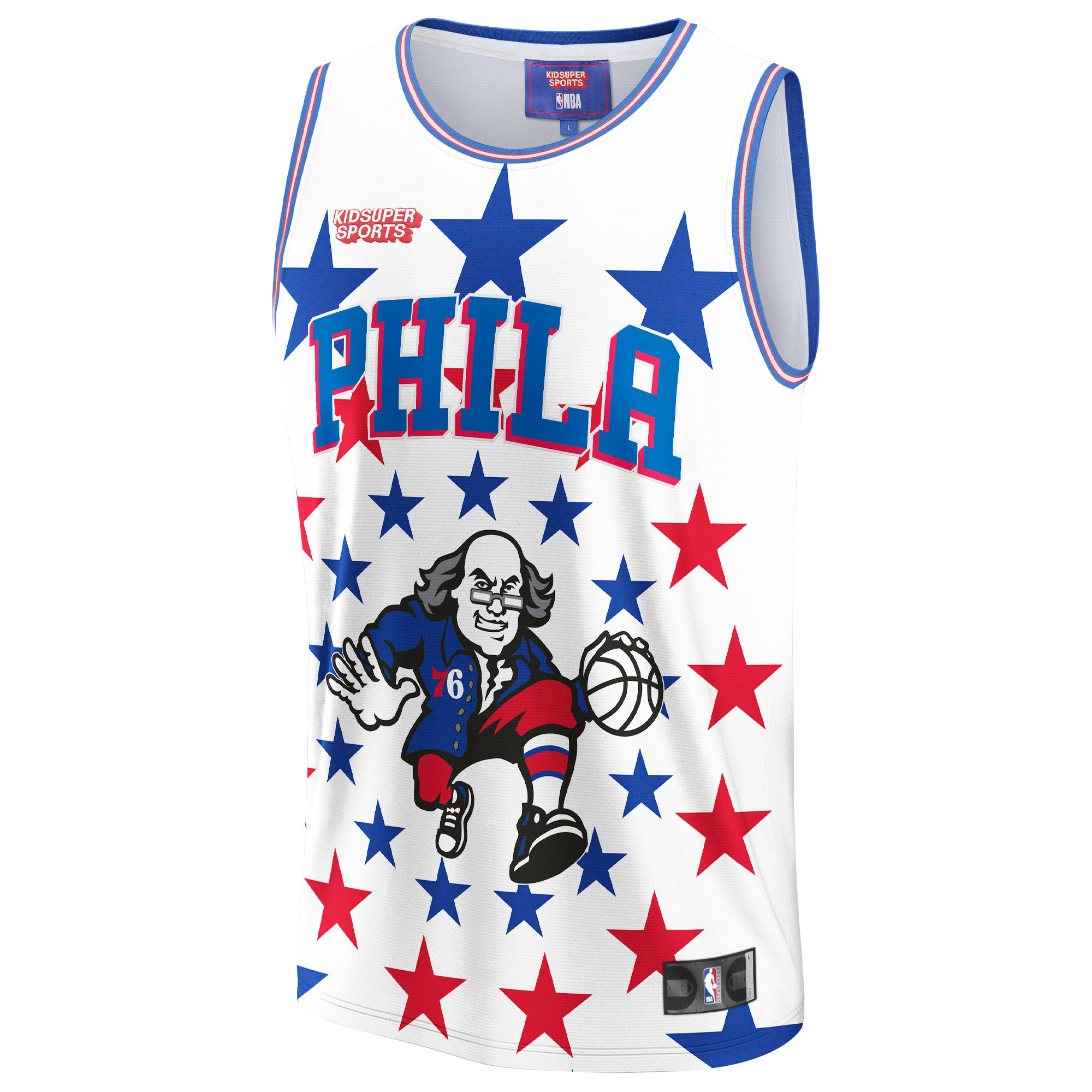 Alternative view of Philadelphia 76ers Nba & Kidsuper Studios By Fanatics Unisex Hometown Jersey - White