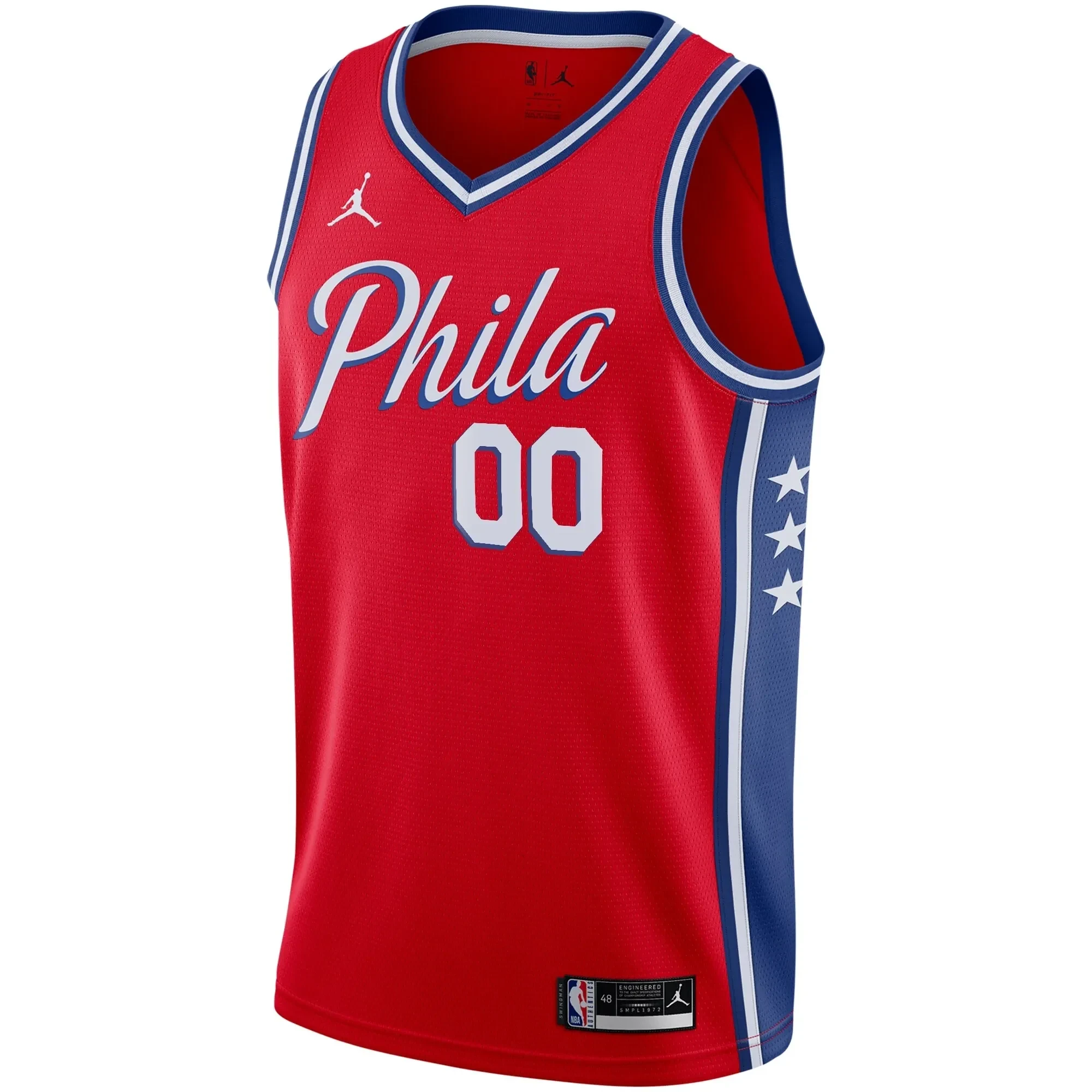 Alternative view of Philadelphia 76ers Swingman Custom Jersey - Statement Edition - Red - JS768 