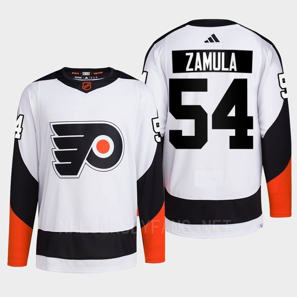 Philadelphia Flyers 2022 Reverse Retro 2.0 Egor Zamula 54 White Primegreen Jersey Men's - JS756 