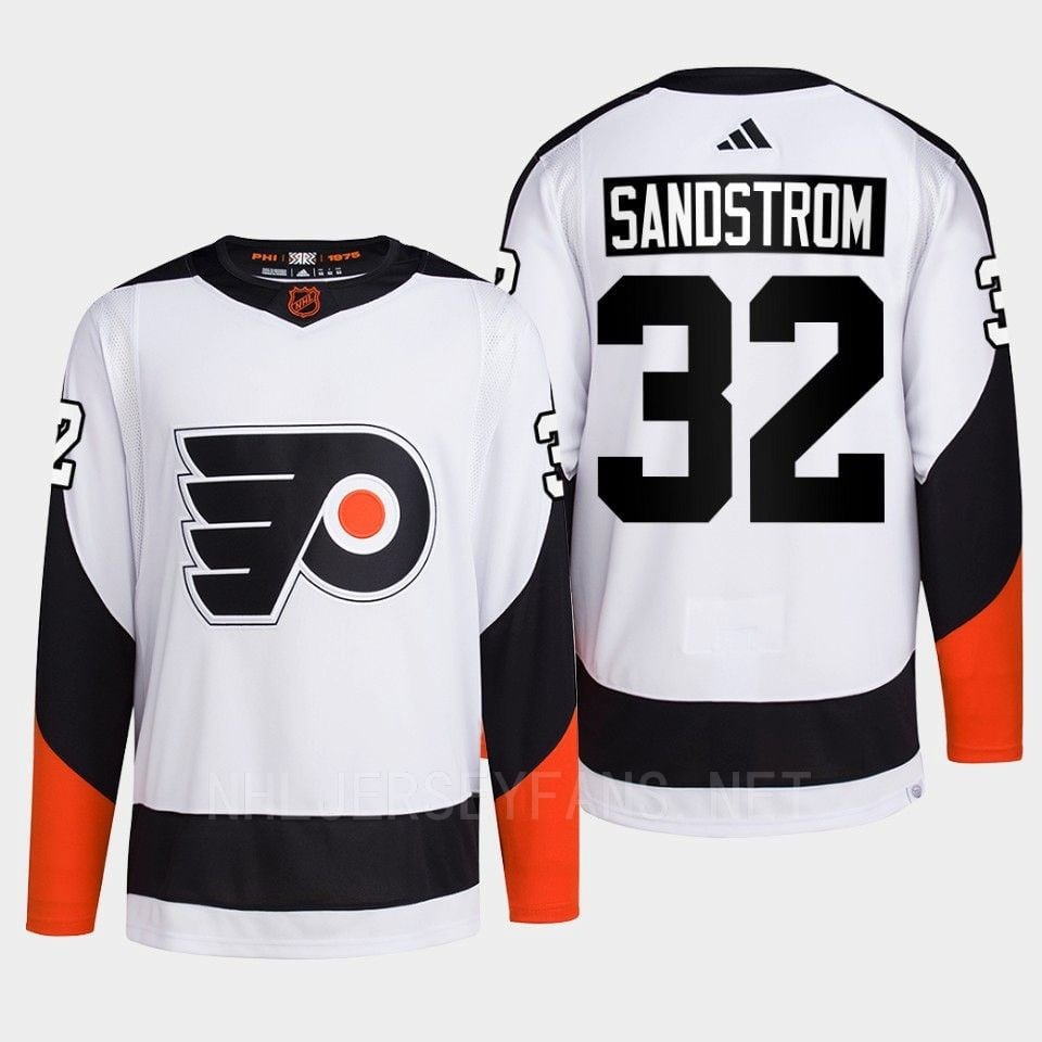 Philadelphia Flyers 2022 Reverse Retro 2.0 Felix Sandstrom 32 White Primegreen Jersey Men's - JS379 