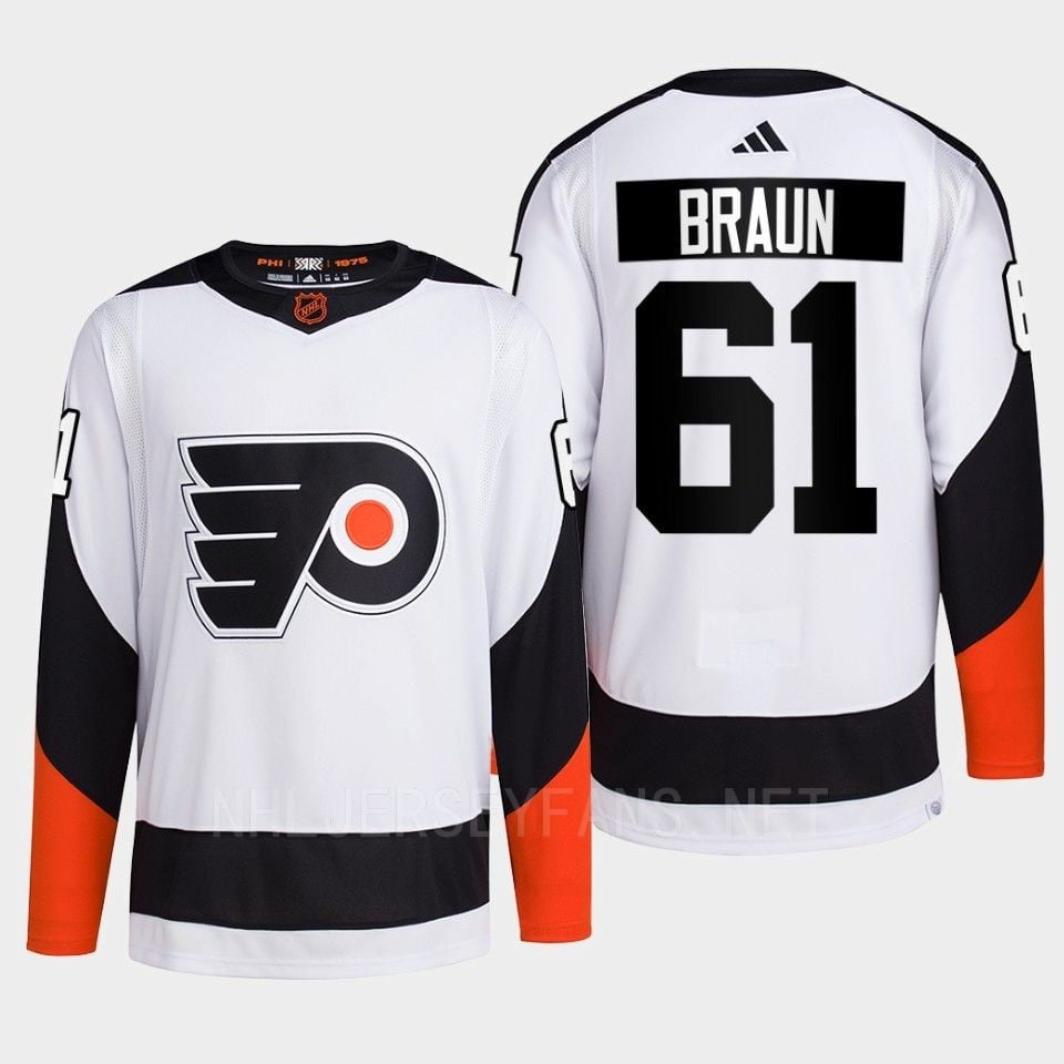 Philadelphia Flyers 2022 Reverse Retro 2.0 Justin Braun 61 White Primegreen Jersey Men's - JS330 
