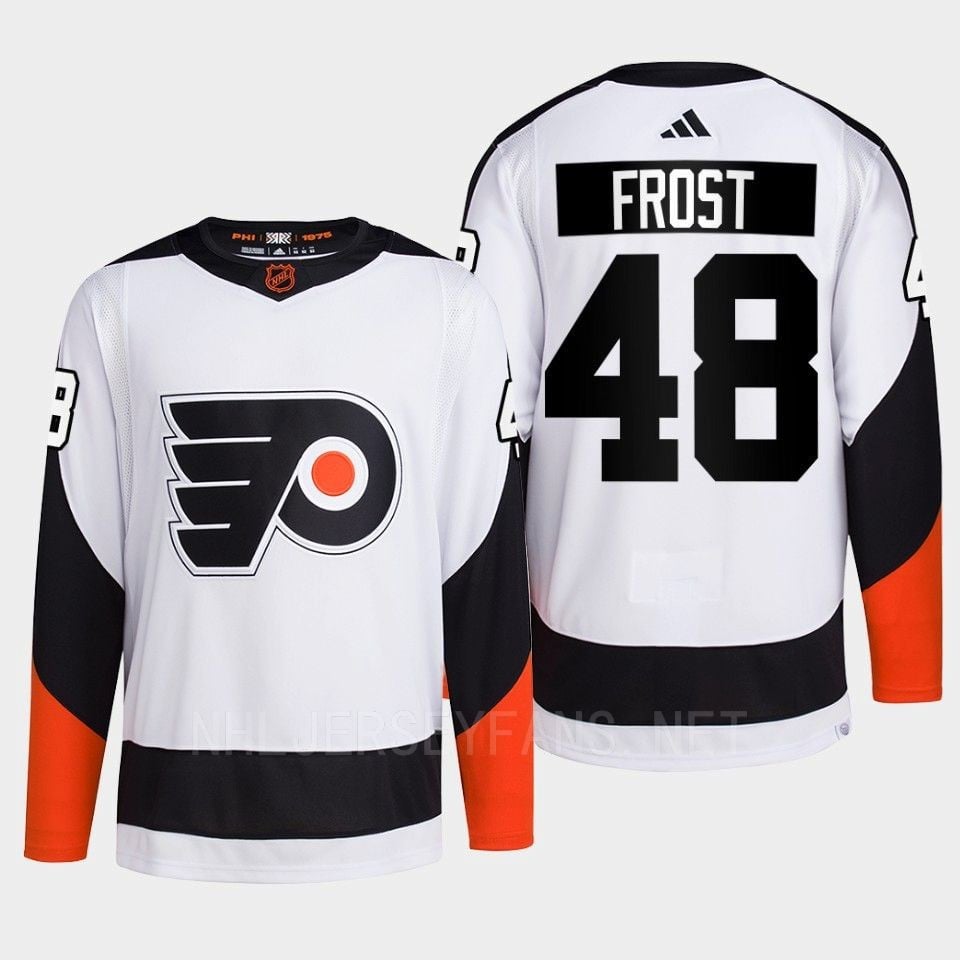 Philadelphia Flyers 2022 Reverse Retro 2.0 Morgan Frost 48 White Primegreen Jersey Men's - JS934 