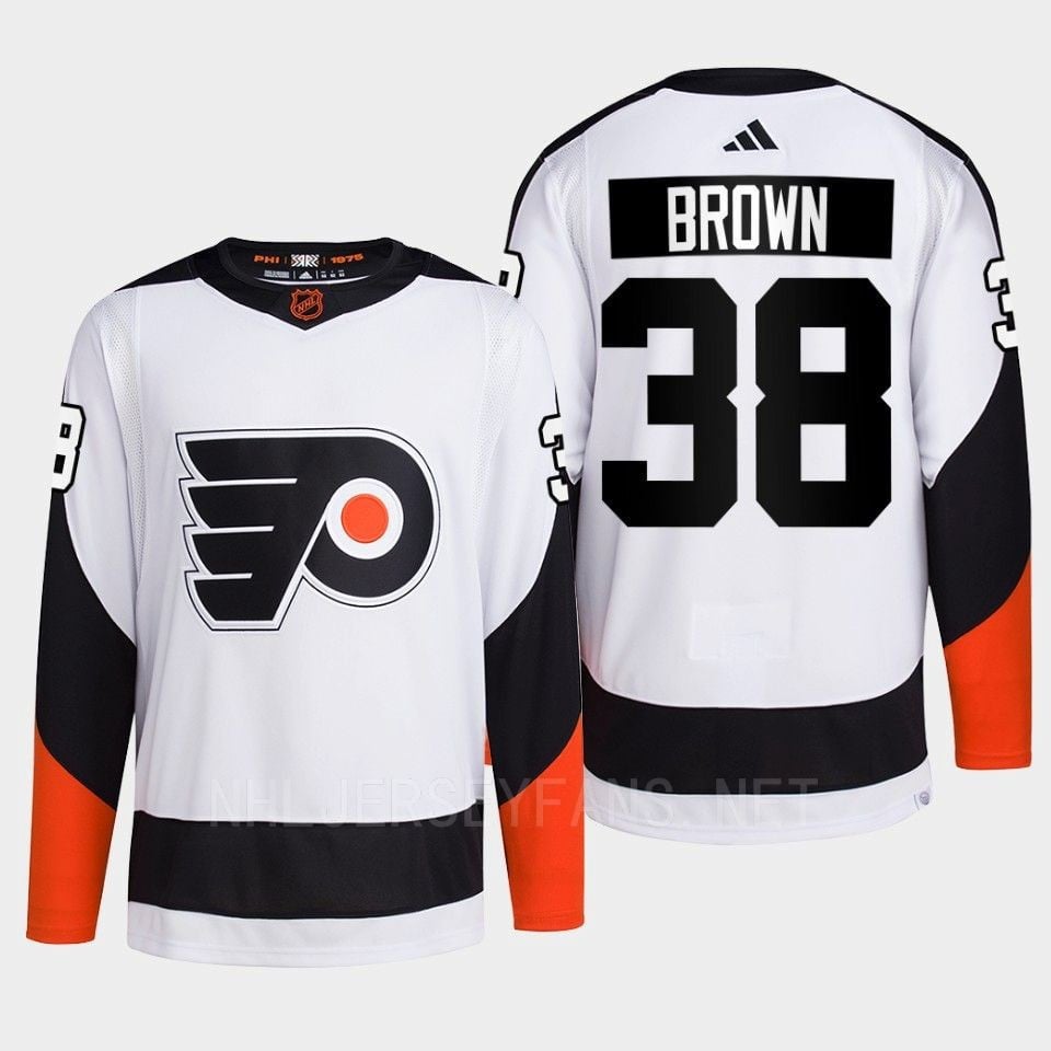 Philadelphia Flyers 2022 Reverse Retro 2.0 Patrick Brown 38 White Primegreen Jersey Men's - JS522 