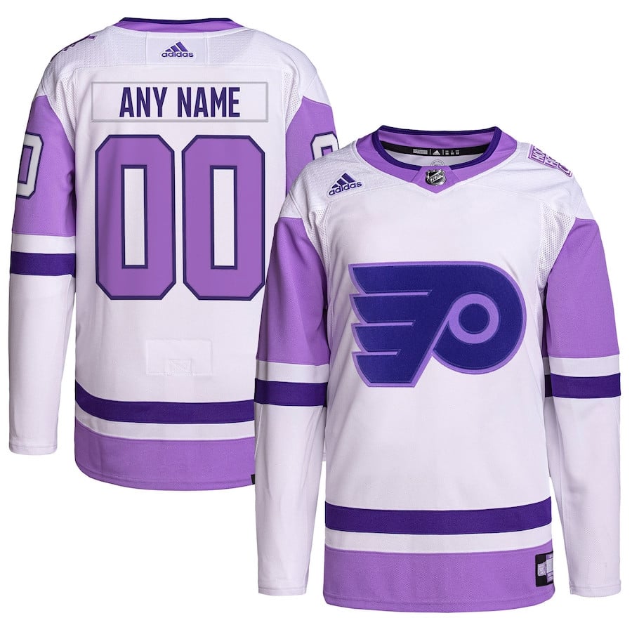 Philadelphia Flyers Hockey Fights Cancer Primegreen Custom Men Jersey - White/Purple - JS414 