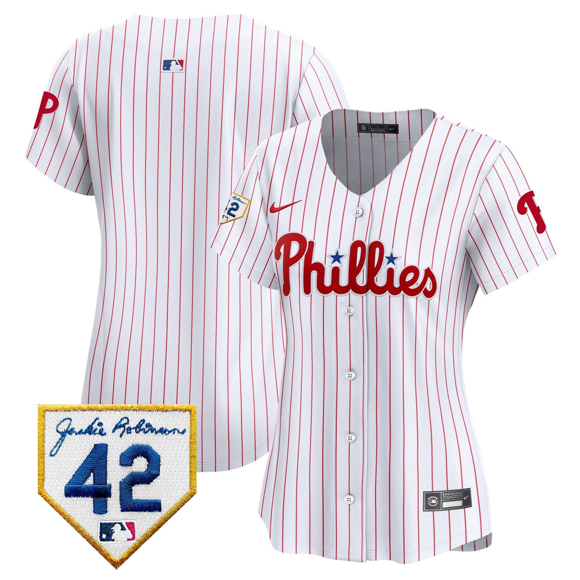 Philadelphia Phillies 2024 Jackie Robinson Patch Women Jersey - White 