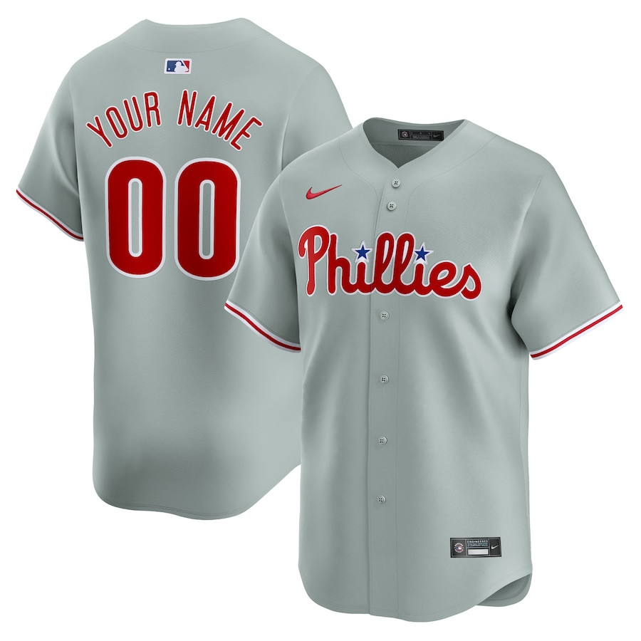 Philadelphia Phillies Away Limited Custom Men Jersey - Gray 