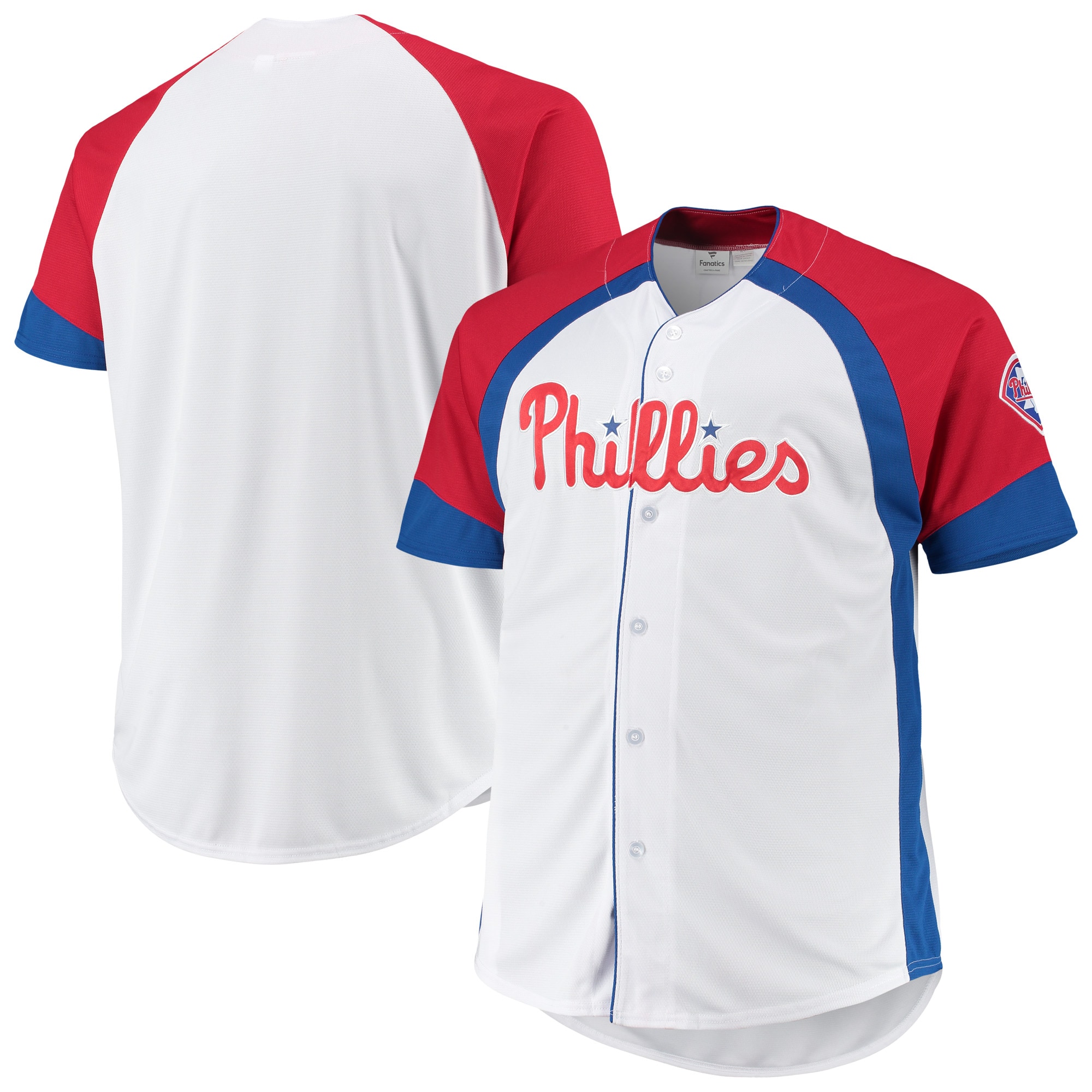 Philadelphia Phillies Big & Tall Colorblock Full-snap Jersey - White/red