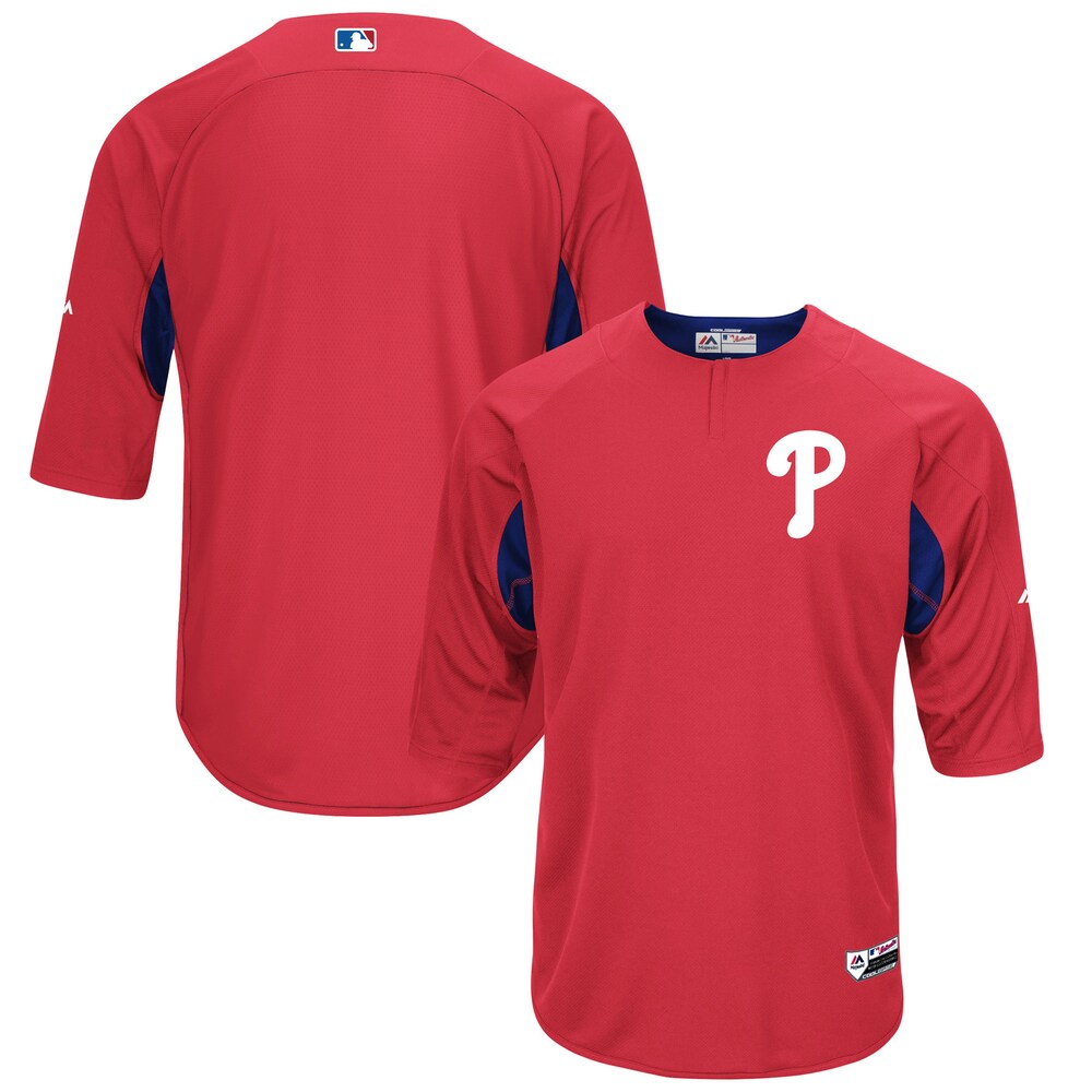 Philadelphia Phillies Majestic Collection On-field 3/4-sleeve Batting Practice Jersey - Red/royal
