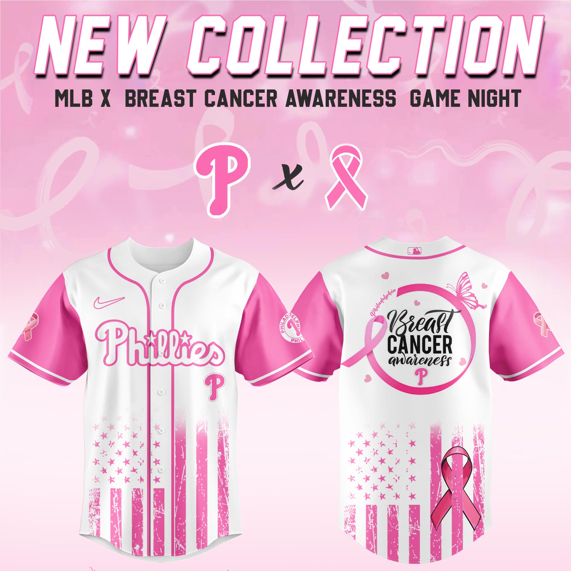 Philadelphia Phillies Mlb X Breast Cancer Awareness Month Hope In Pink Custom Baseball Jersey