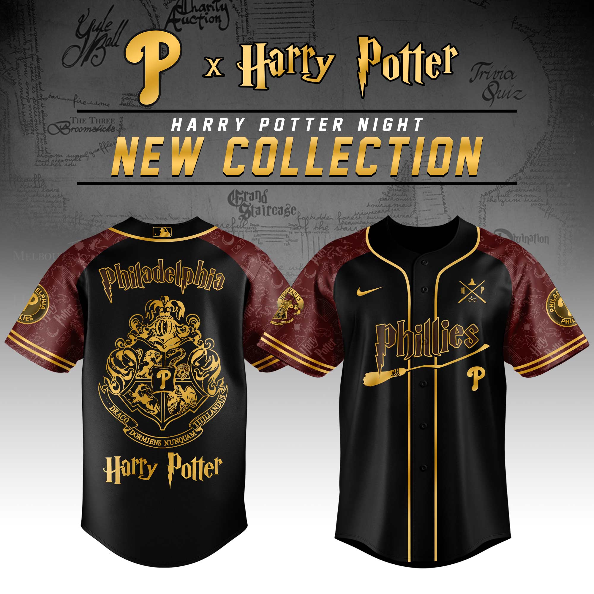 Philadelphia Phillies Mlb X Harry Potter Hogwarts Houses Custom Baseball Jersey