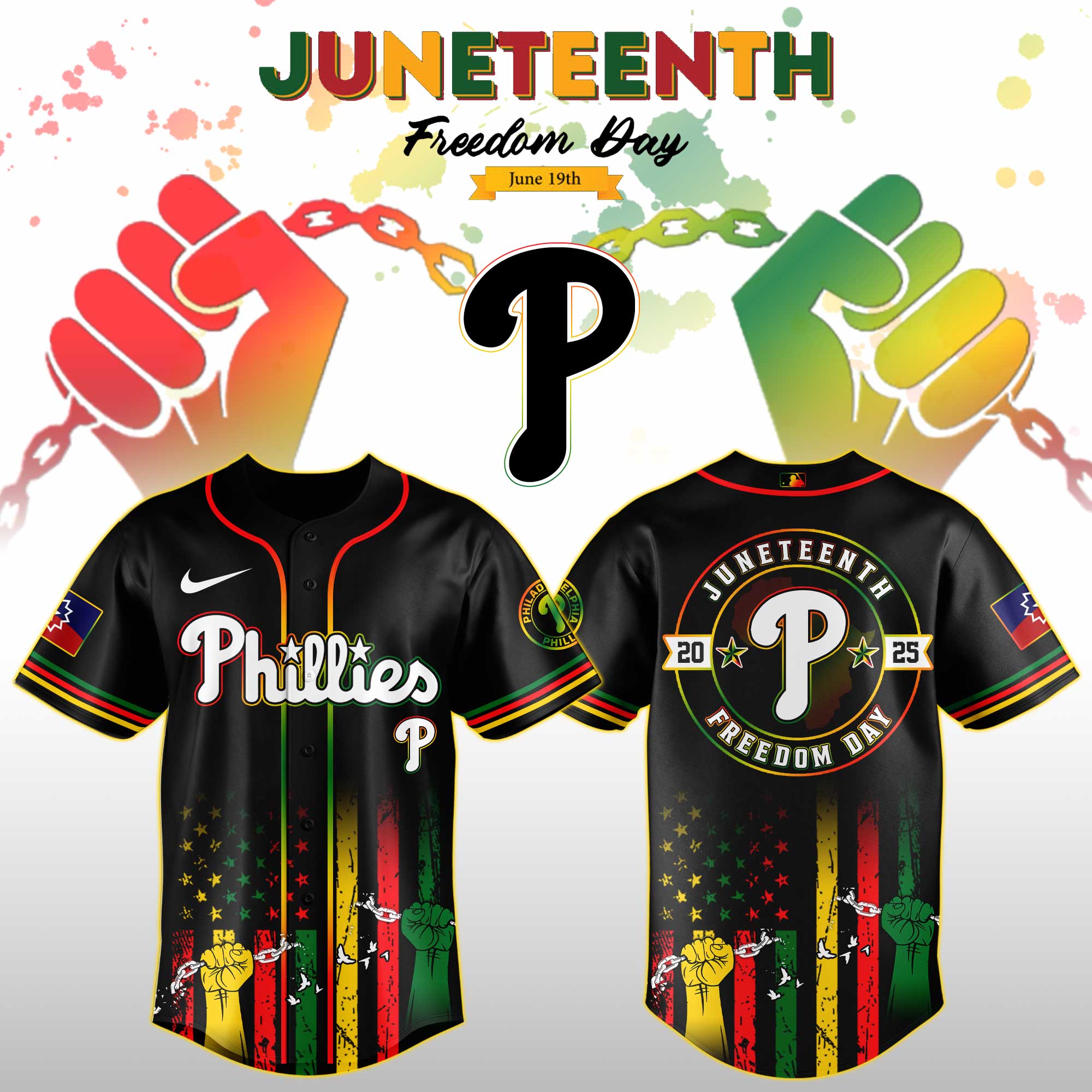 Philadelphia Phillies Mlb X Juneteenth Day Custom Baseball Jersey Edition Custom Baseball Jersey 2025