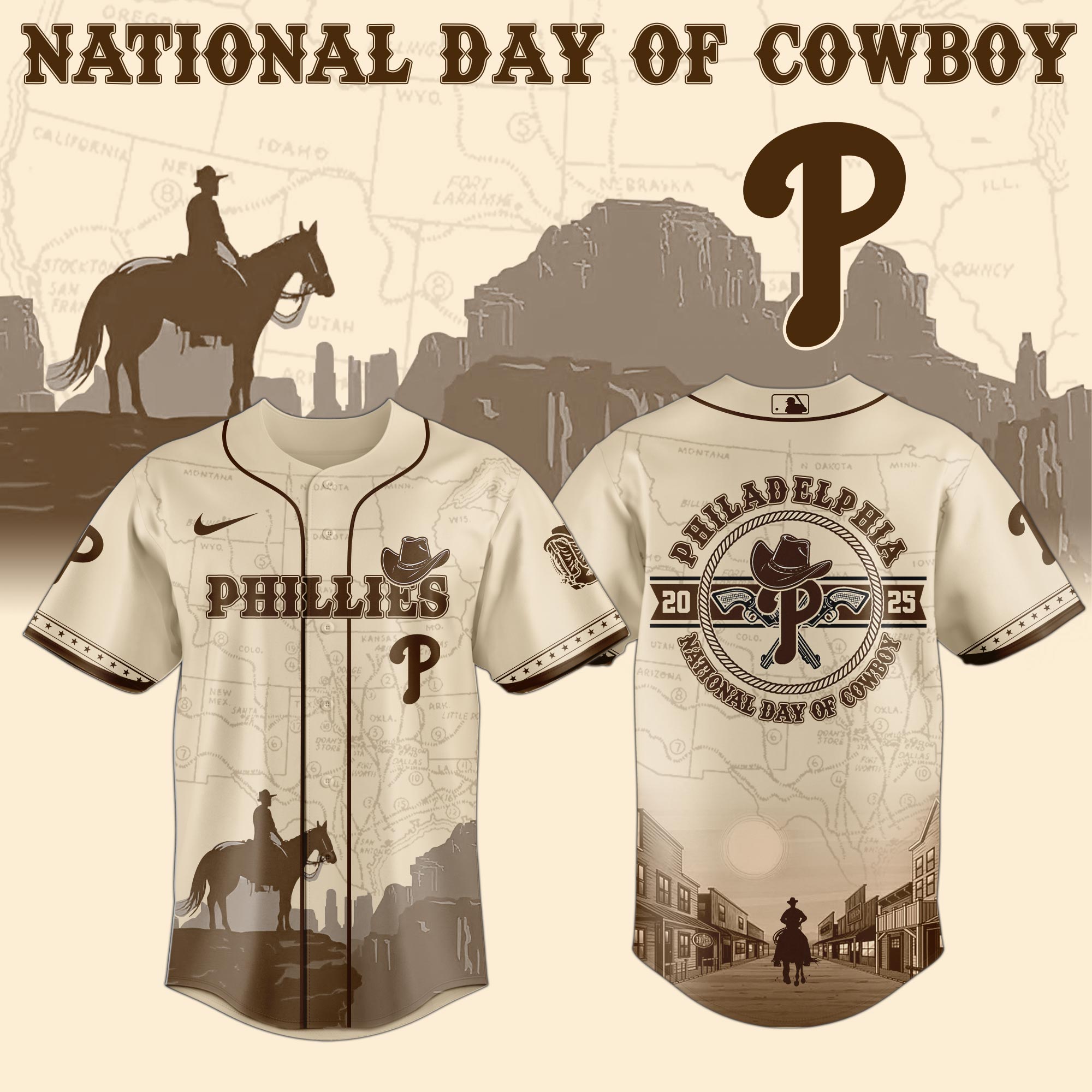 Philadelphia Phillies Mlb X National Day Of Cowboy Custom Baseball Jersey