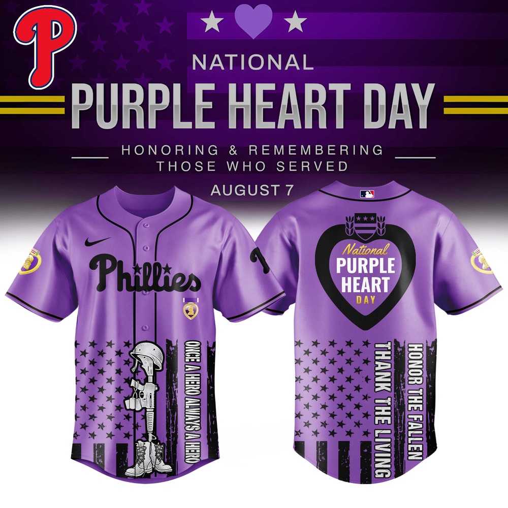 Philadelphia Phillies Mlb X Usa Purple Heart Day Custom Baseball Jersey