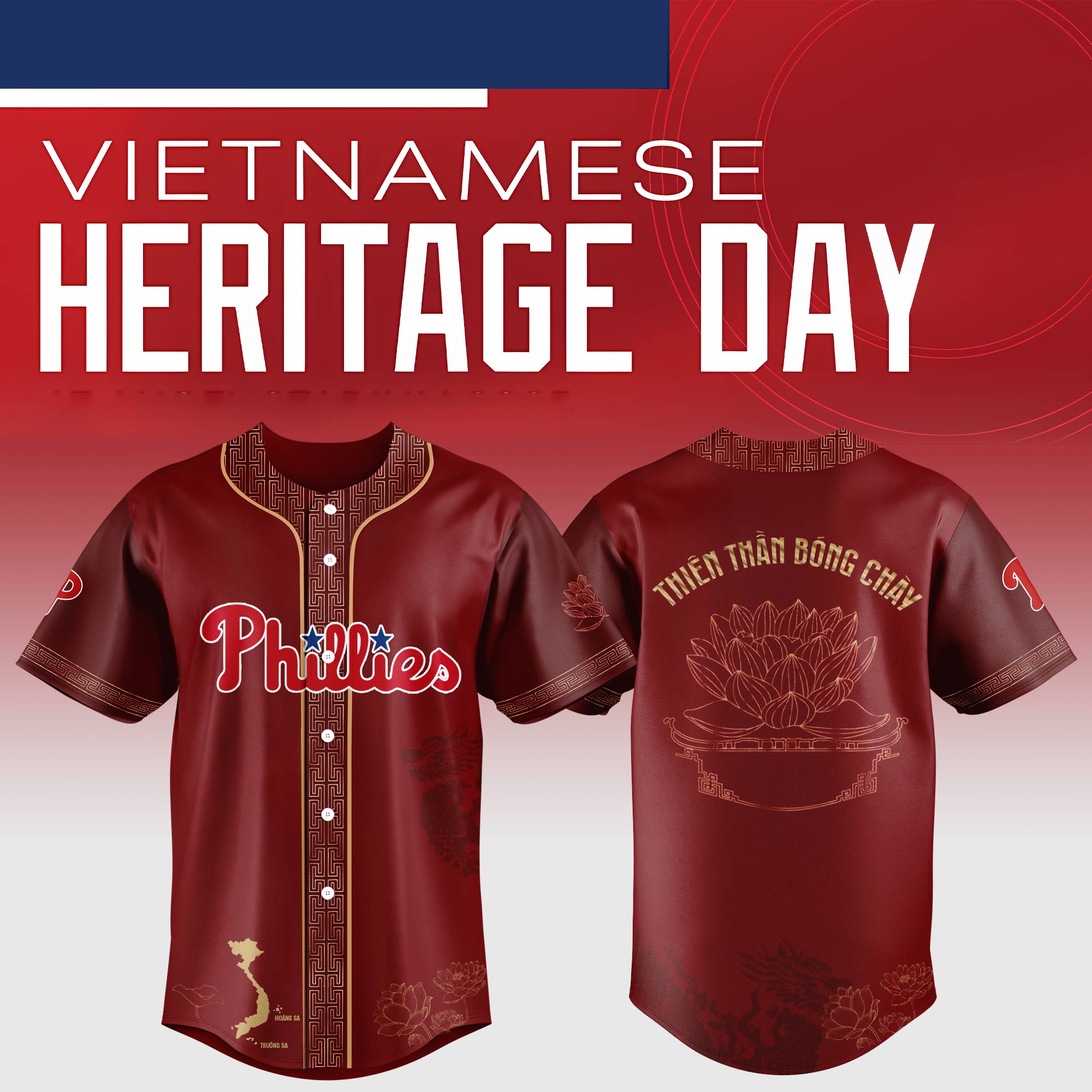 Philadelphia Phillies Mlb X Vietnamese Heritage Night Custom Baseball Jersey
