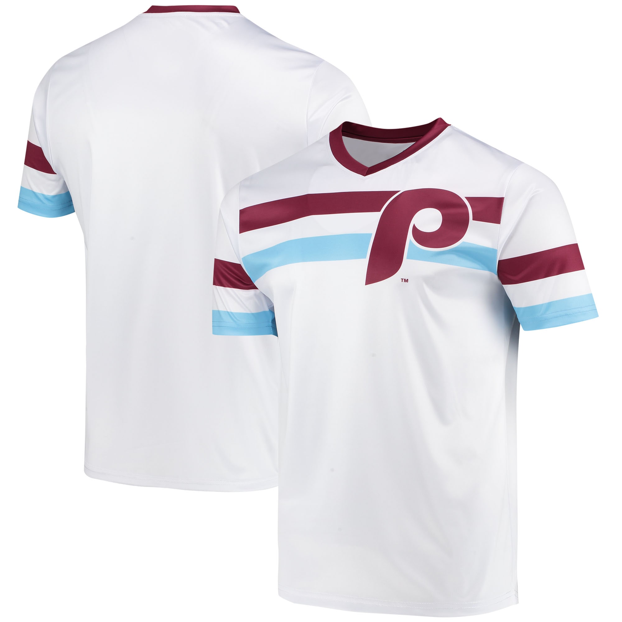 Philadelphia Phillies Stitches Cooperstown Collection V-neck Jersey - White
