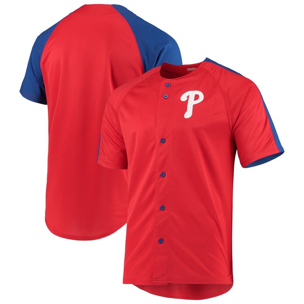 Philadelphia Phillies Stitches Logo Button-up Jersey - Red