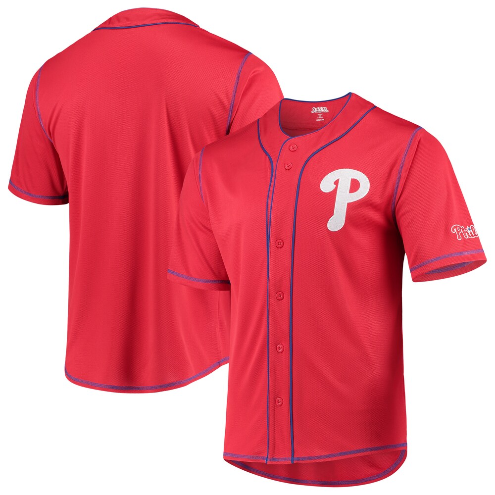 Philadelphia Phillies Stitches Team Color Button-down Jersey - Red/royal