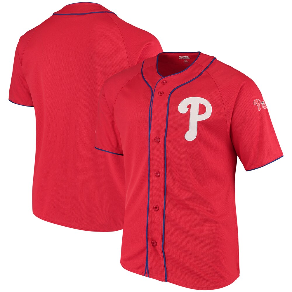 Philadelphia Phillies Stitches Team Color Full-button Jersey - Red