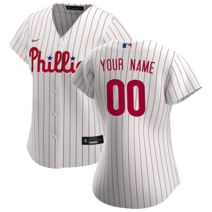 Philadelphia Phillies Women's Home Custom Jersey - White 