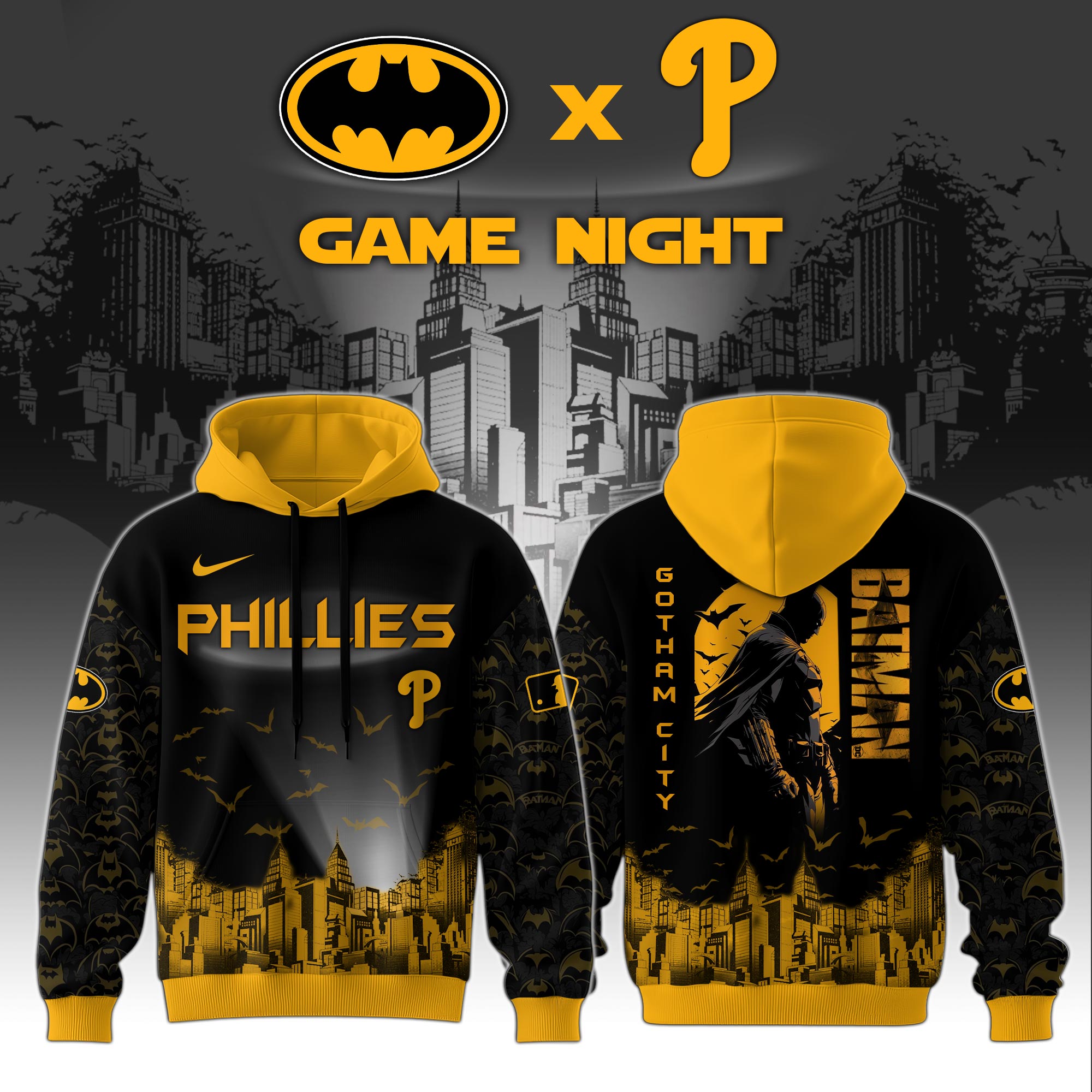 Philadelphia Phillies X Dc Batman Game Night 3d Custom Hoodie